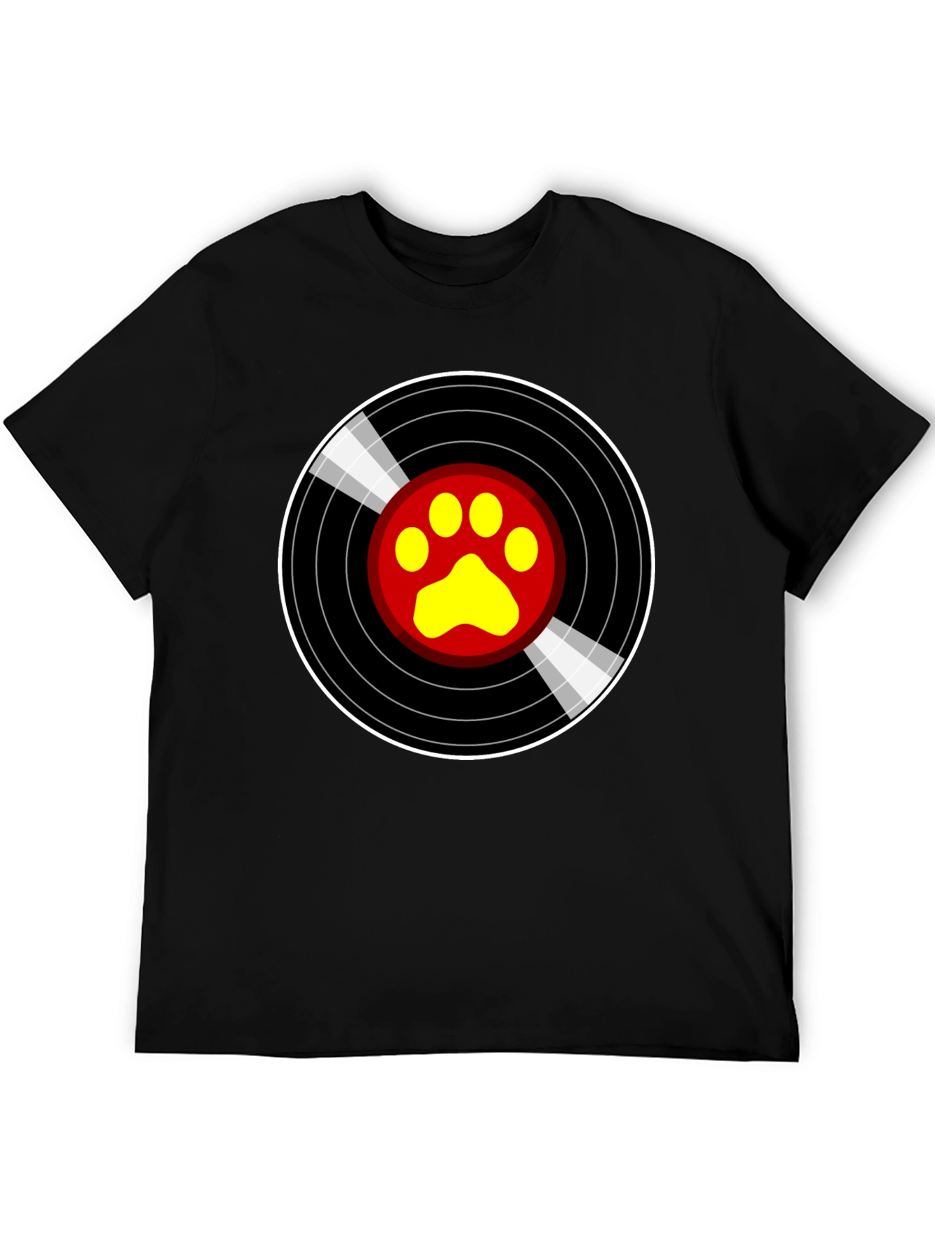 Black Vinyl Paw Print T-Shirt - Music Loving Pet Owner view 5