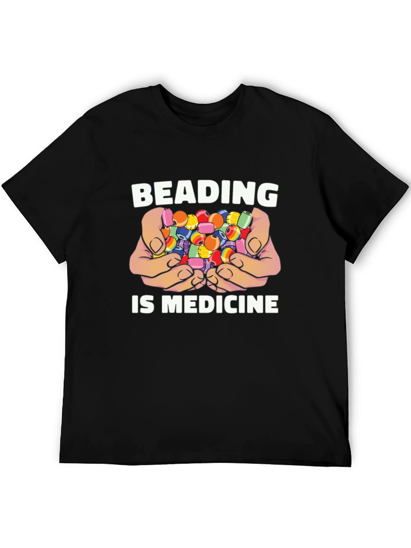 Black Beading is Medicine Black T-Shirt view 5