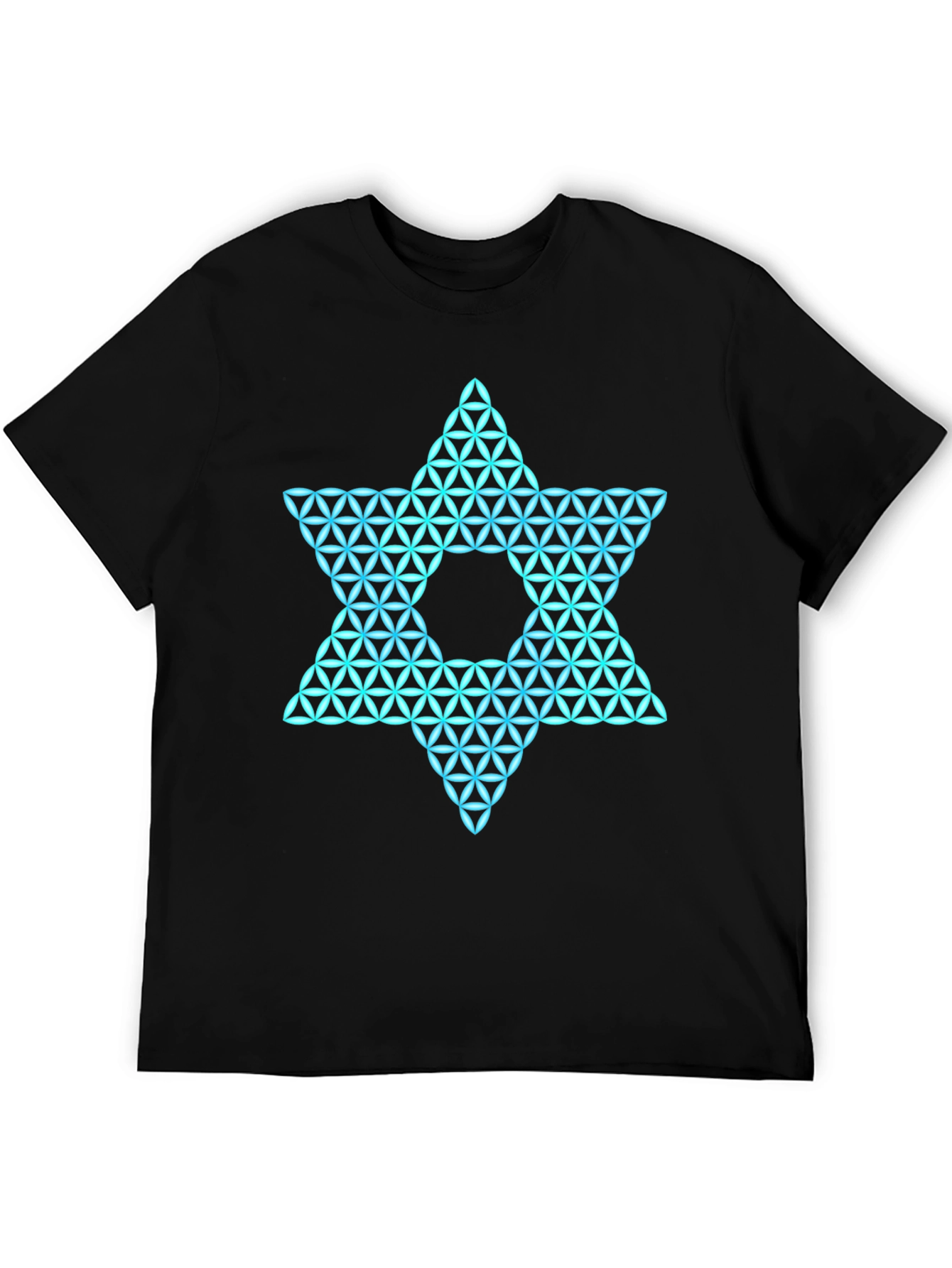Black Geometric Star Graphic Tee - Men's Black T-Shirt view 5
