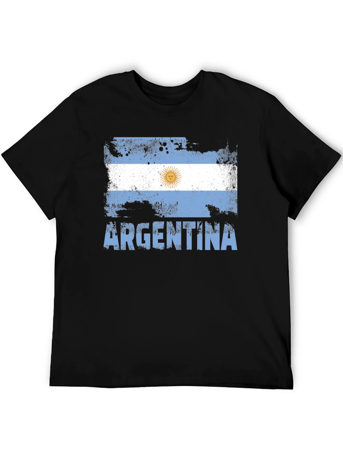 Black Argentina Flag T-Shirt - Distressed Design view 5