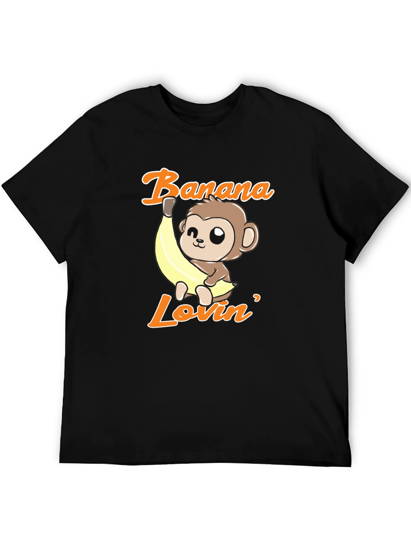 Black Banana Lovin' Monkey T-Shirt - Cute Cartoon Graphic Tee view 5