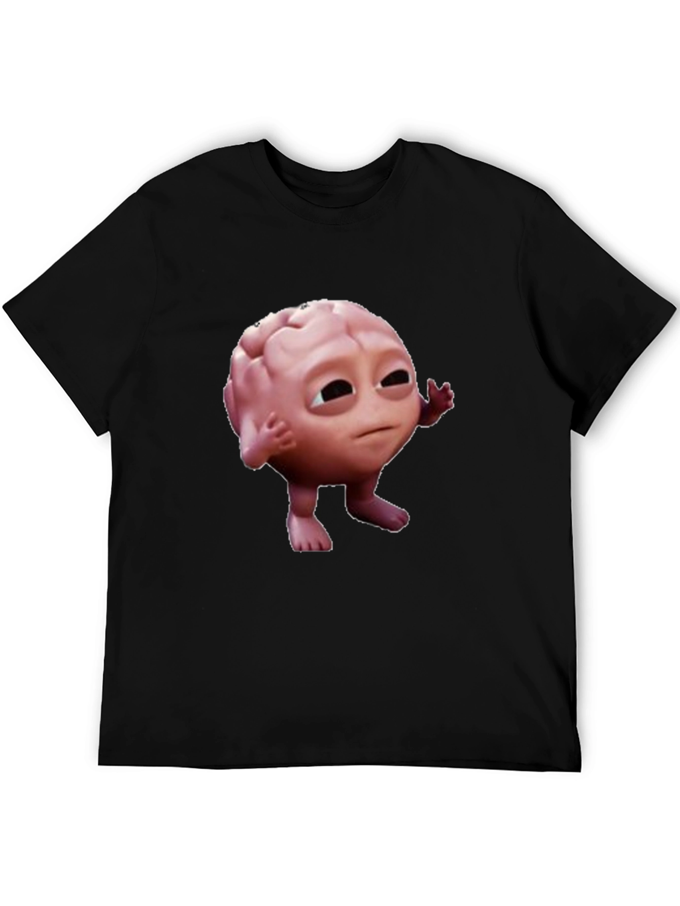Black Funny Brain Character Black T-Shirt view 5