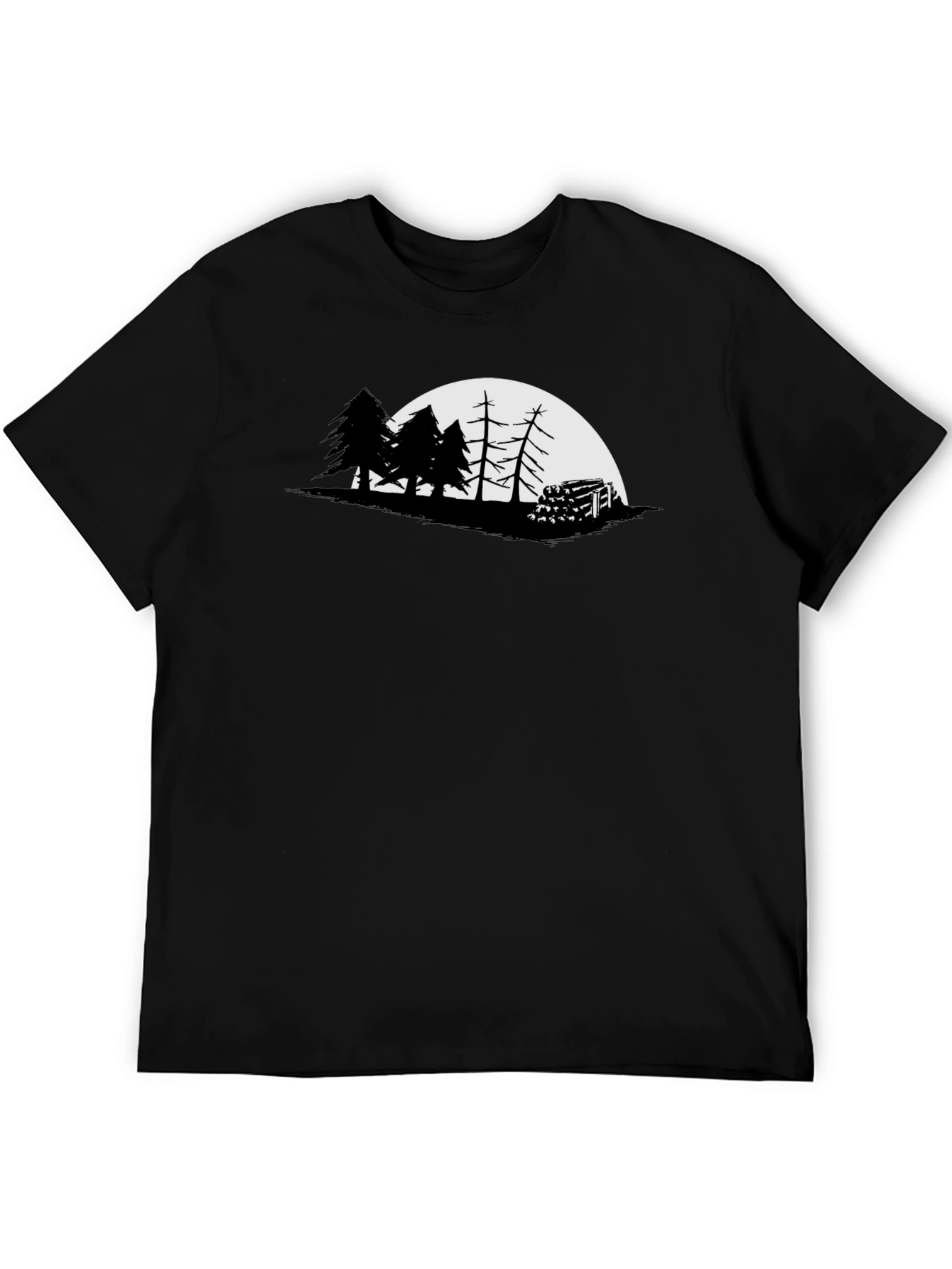 Black Nature Silhouette Graphic Tee - Men's Black T-Shirt view 5