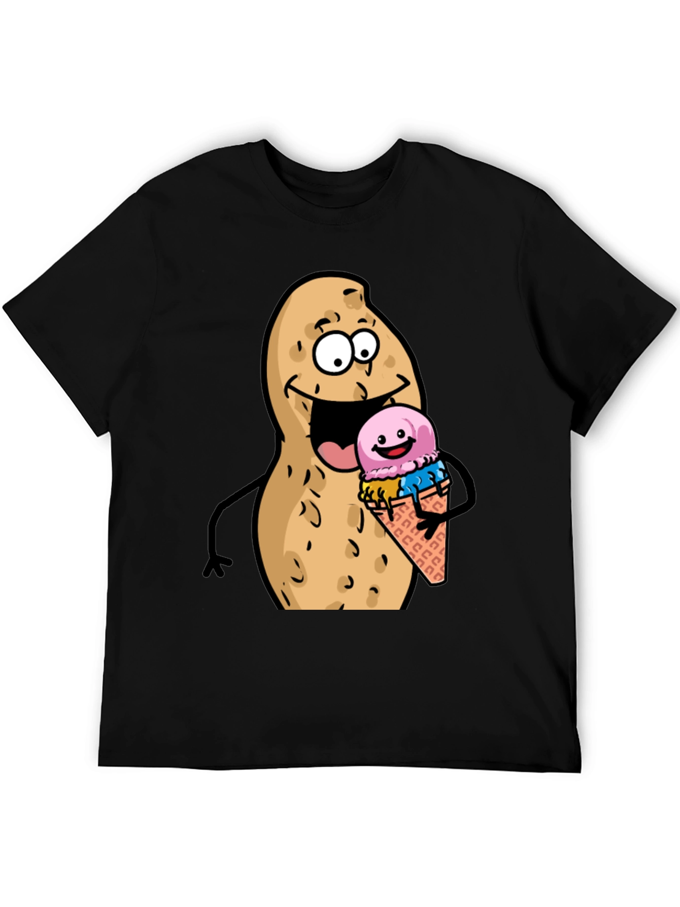 Black Funny Peanut Ice Cream Black T-Shirt view 5