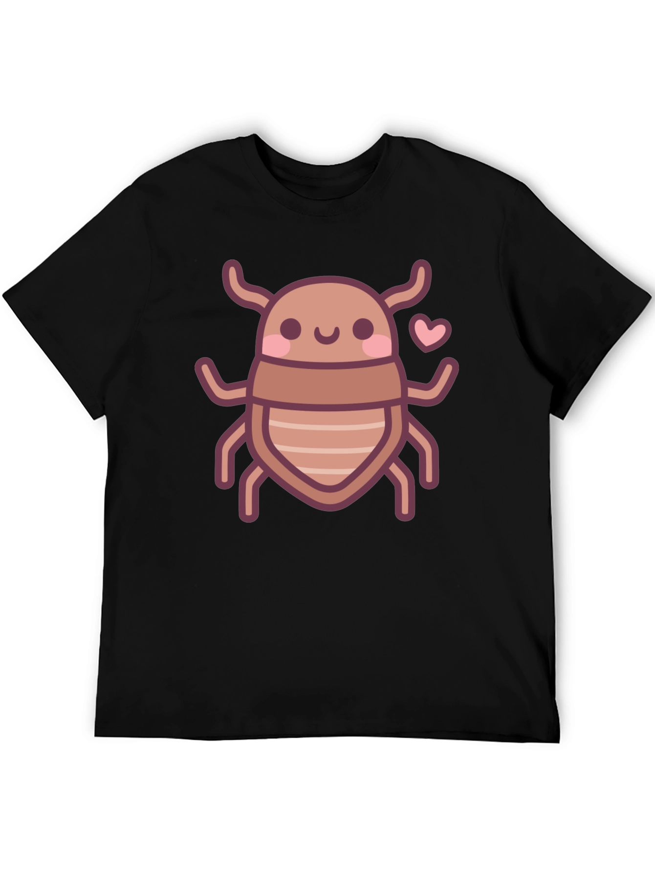 Black Cute Bug Graphic Tee - Black Cotton T-Shirt view 5