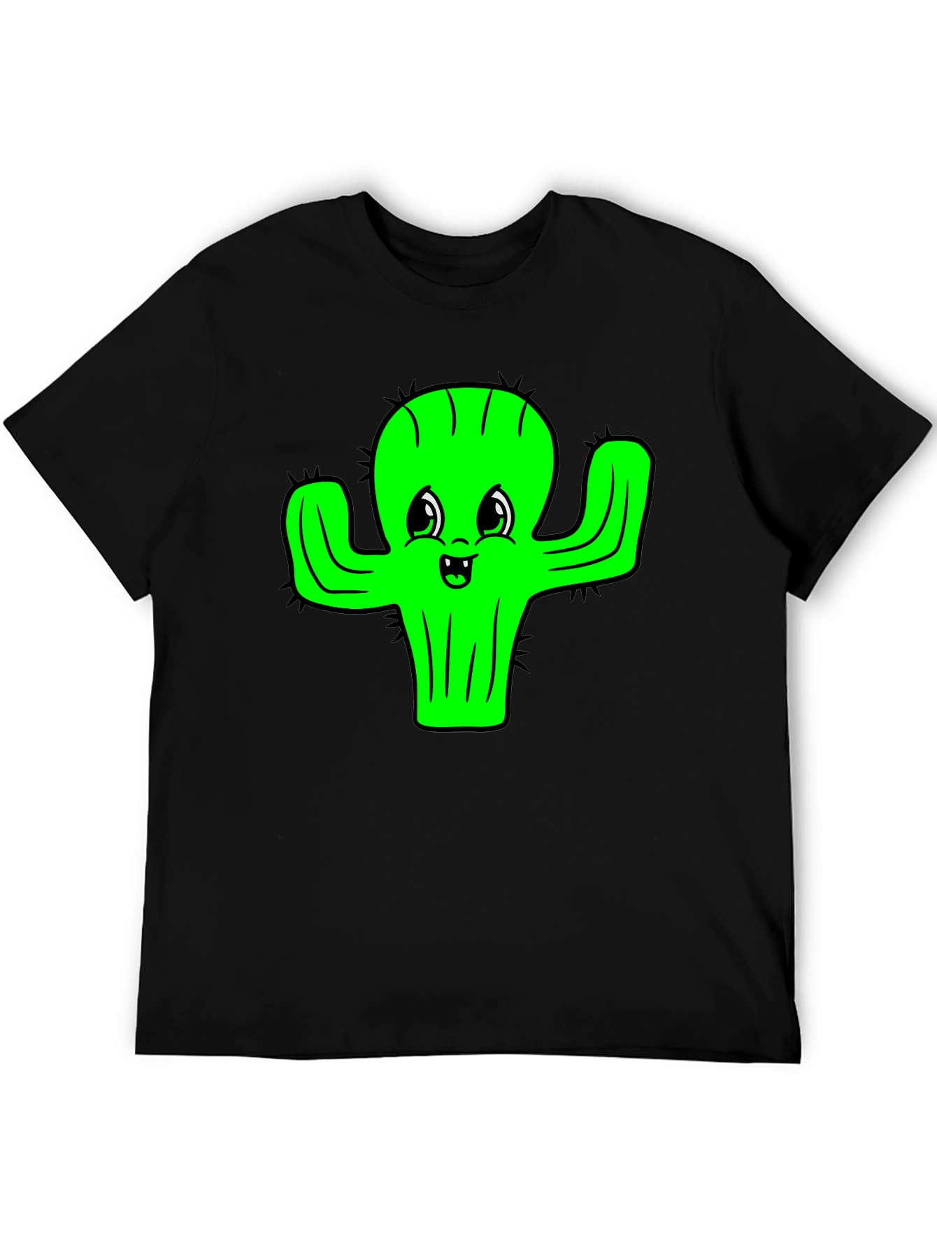 Cute Cactus Graphic Tee - Black Cotton T-Shirt - 5