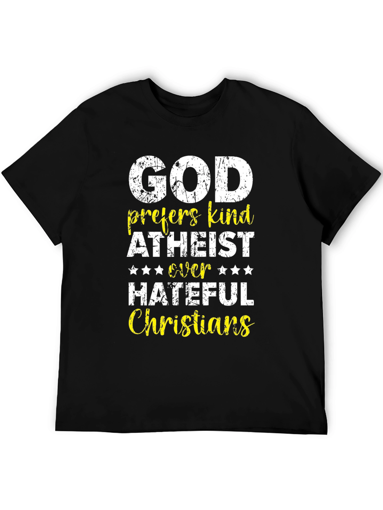 Black God Prefers Kind Atheist T-Shirt view 5