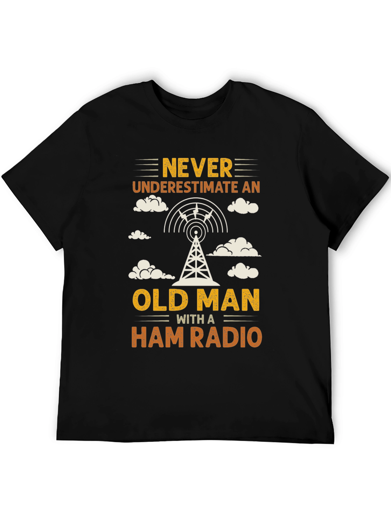 Black Never Underestimate an Old Man with a Ham Radio T-Shirt view 5