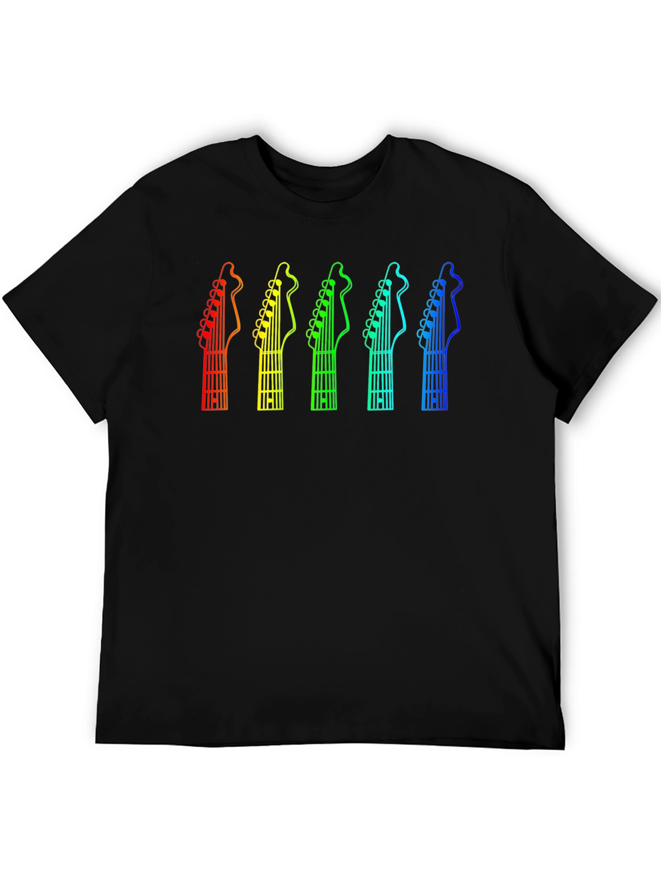 Black Rainbow Guitar Headstock T-Shirt - Music Lover Tee view 5