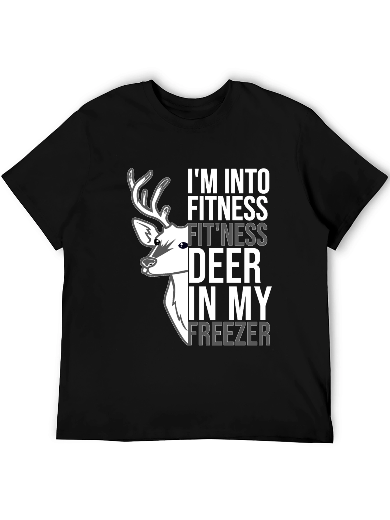Black Fitness Deer Freezer Novelty Graphic Tee view 5
