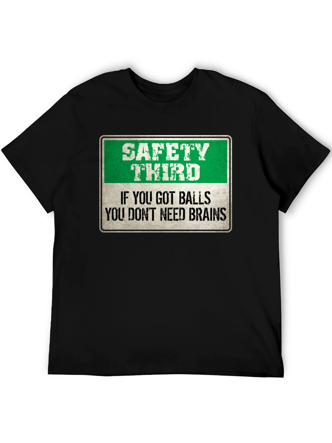Black Safety Third Graphic Tee - Humorous Mens T-Shirt view 5