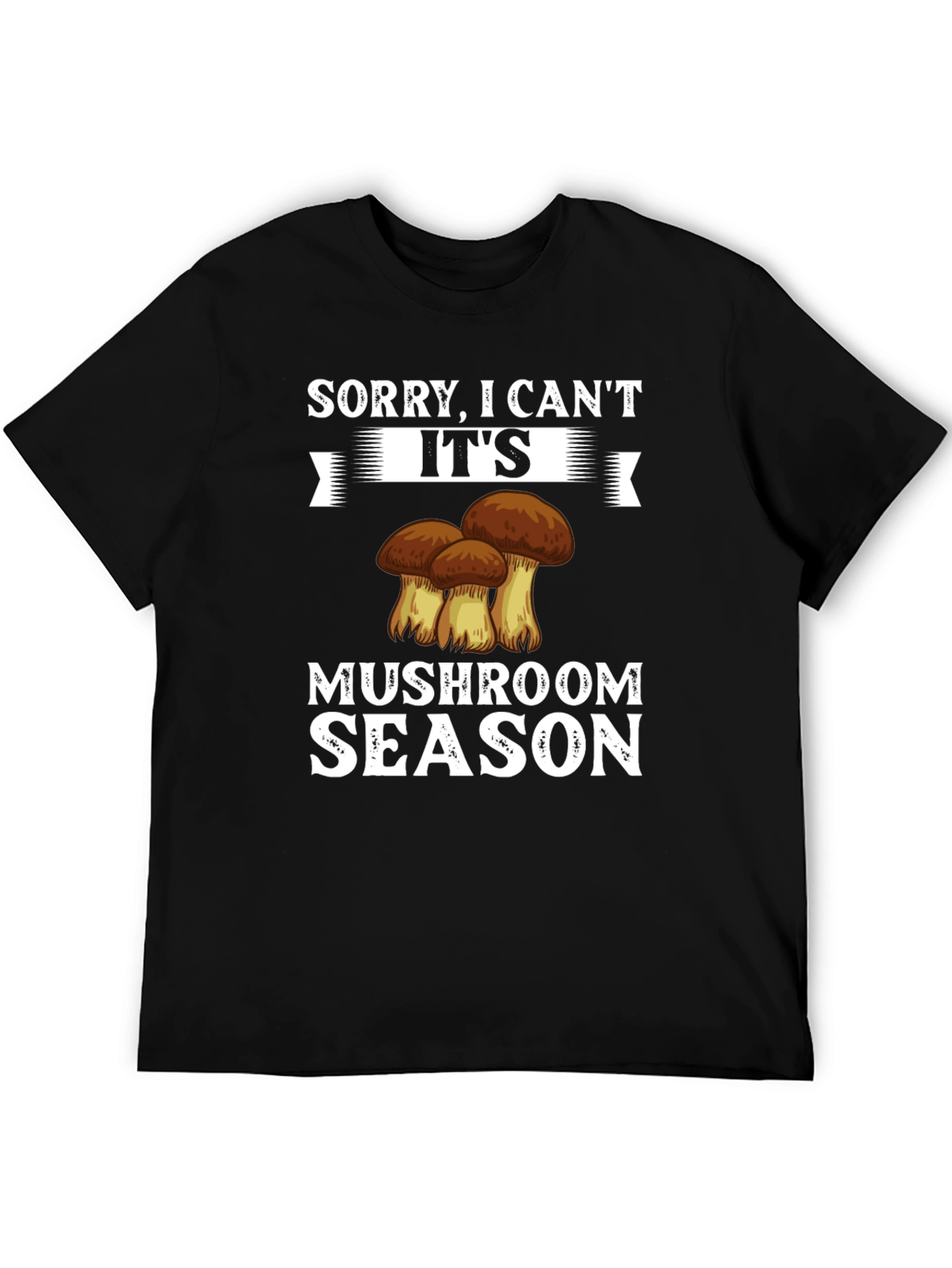 Black Mushroom Season Graphic Tee - Funny Casual Shirt view 5