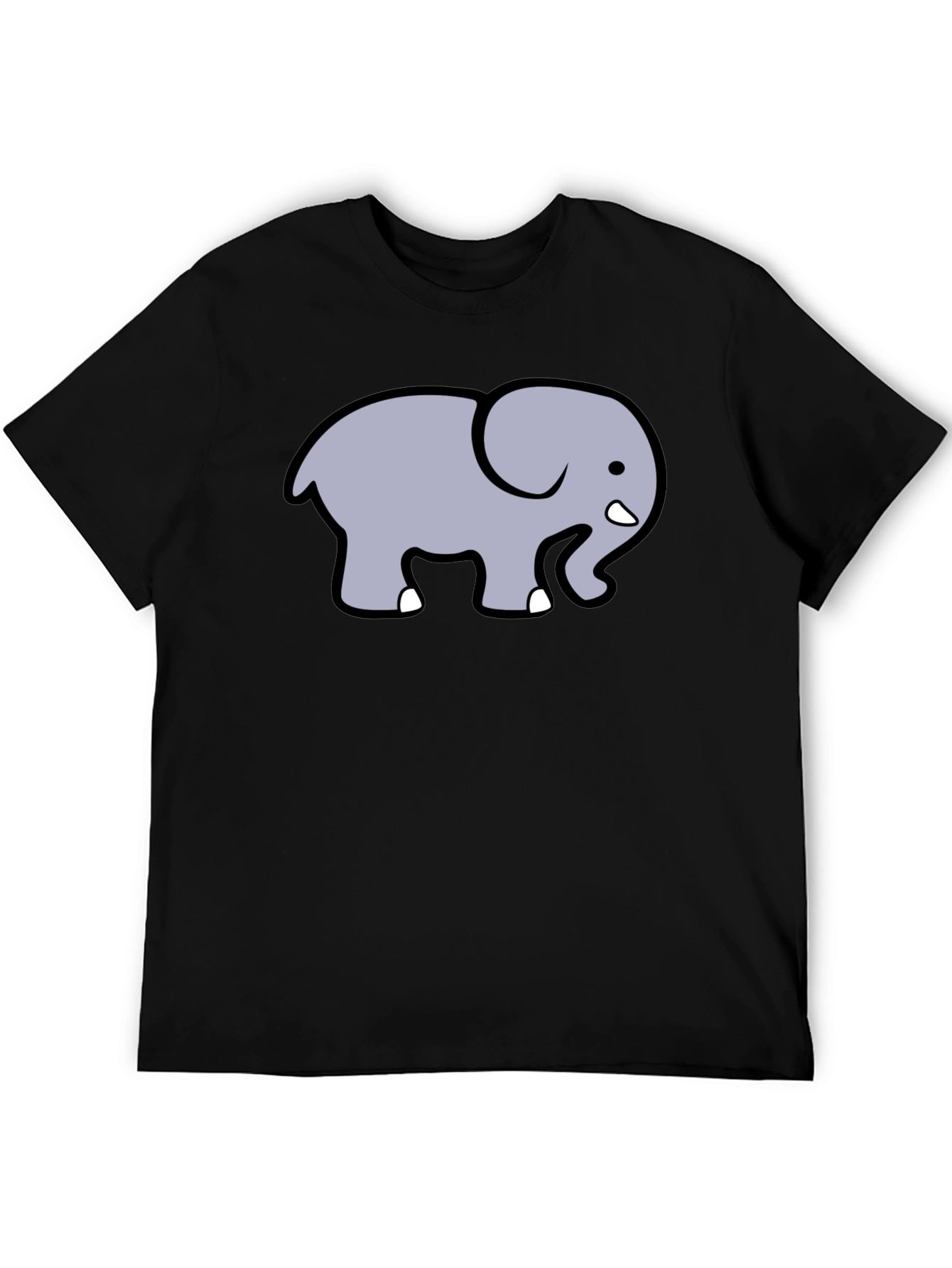 Black Cute Elephant Graphic T-Shirt - Black Cotton Tee view 5