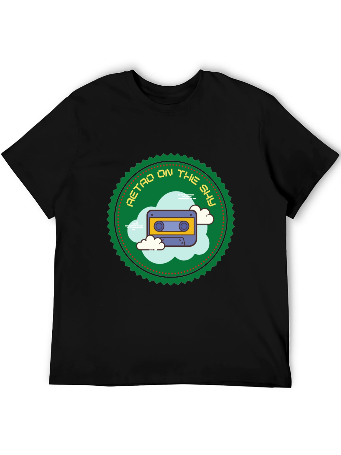 Black Retro Cassette on the Sky Graphic T-Shirt view 5