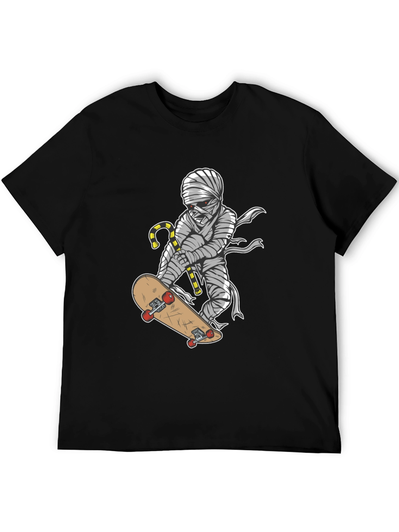 Black Mummy Skateboarder Graphic T-Shirt - Cool Halloween Tee view 5