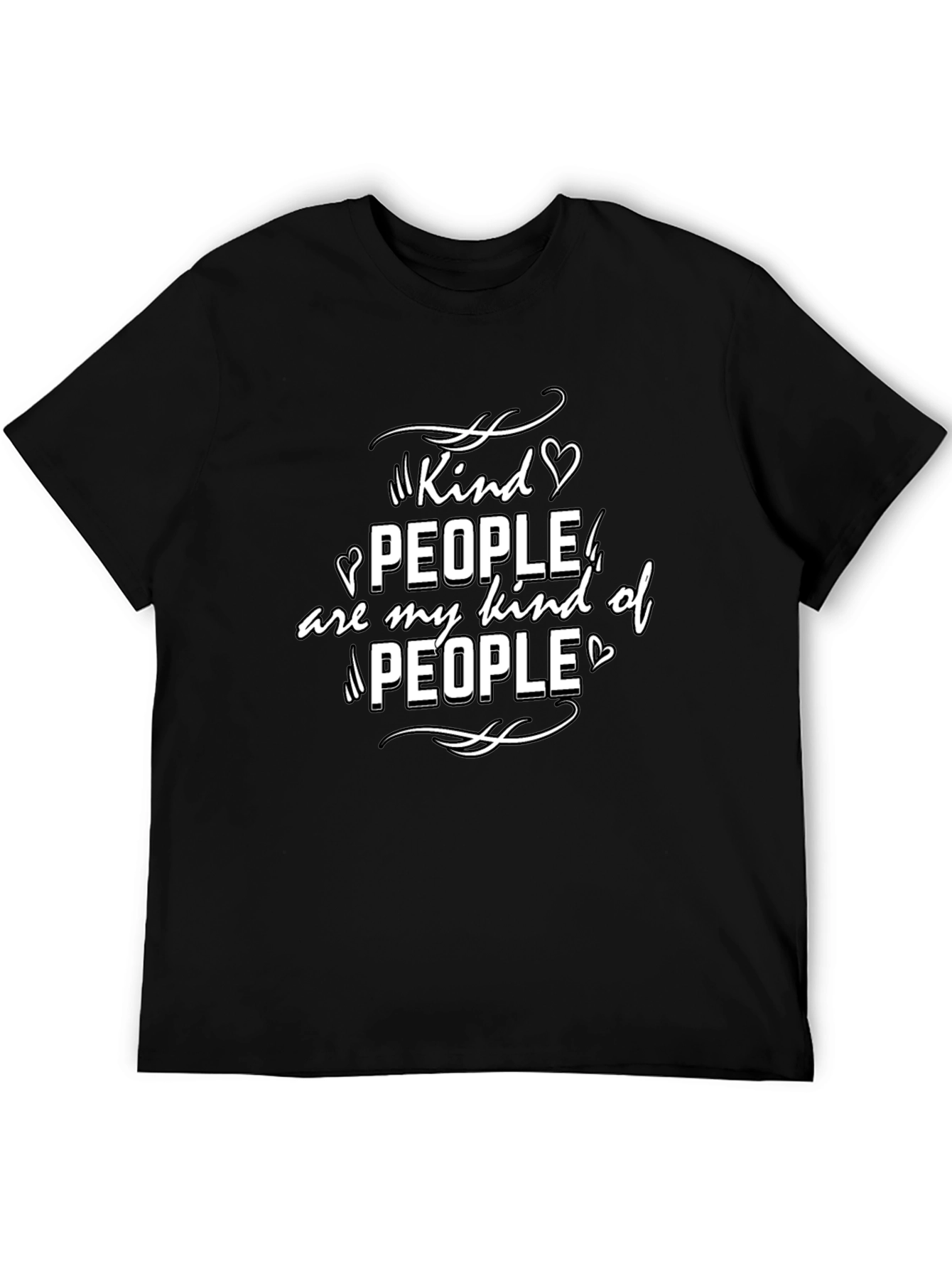 Black Kind People Graphic T-Shirt - Black Crew Neck view 5