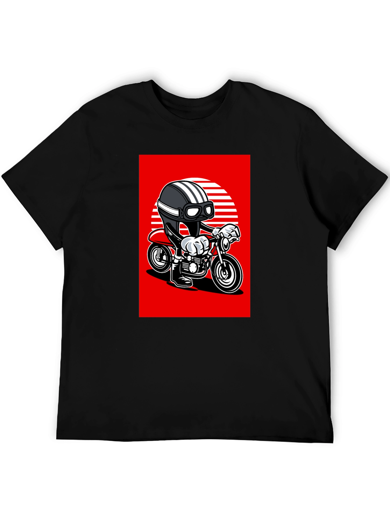 Black Cool Rider Graphic Tee - Black Cotton Blend view 5