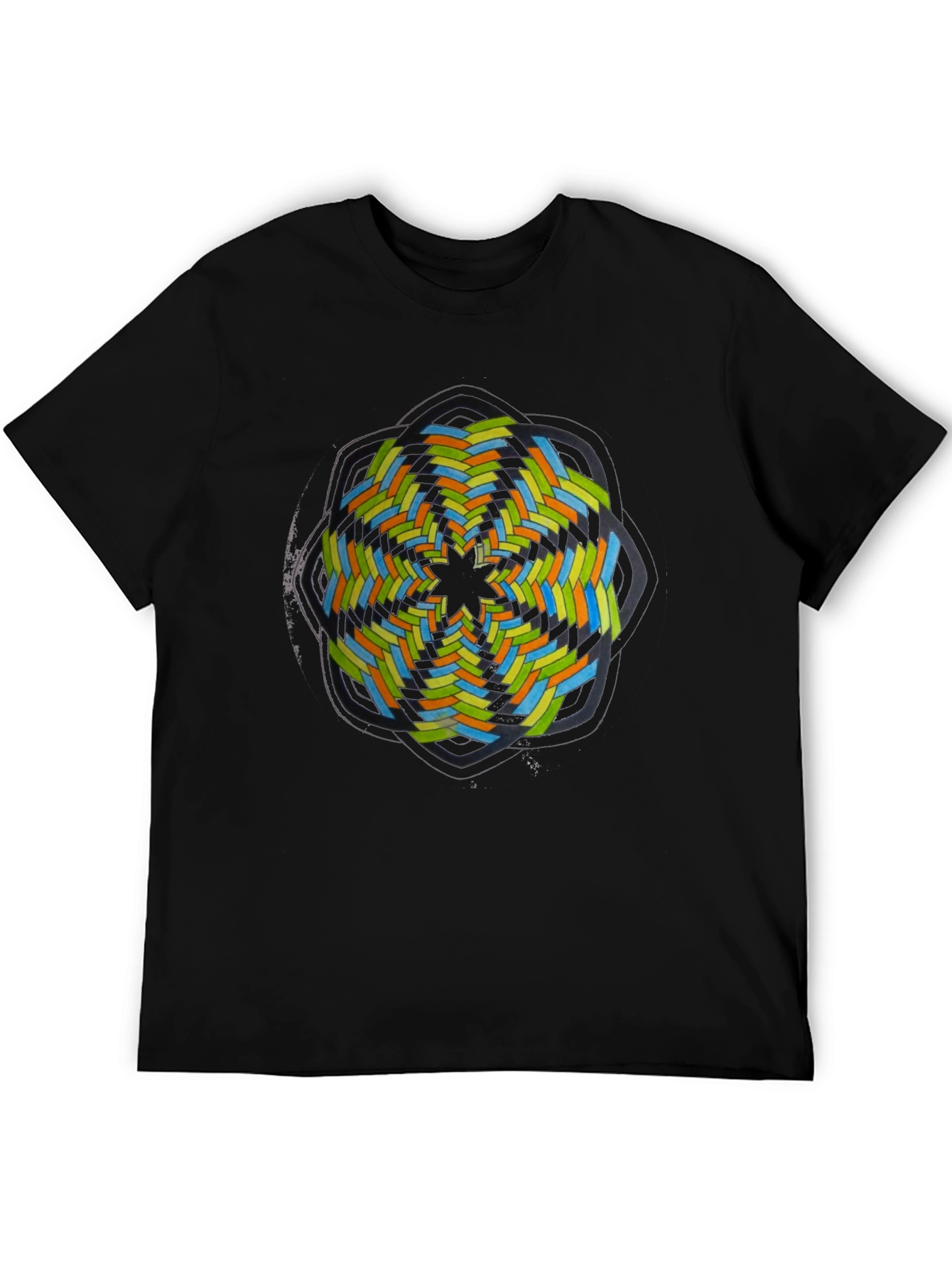 Black Abstract Geometric Graphic Tee - Black view 5