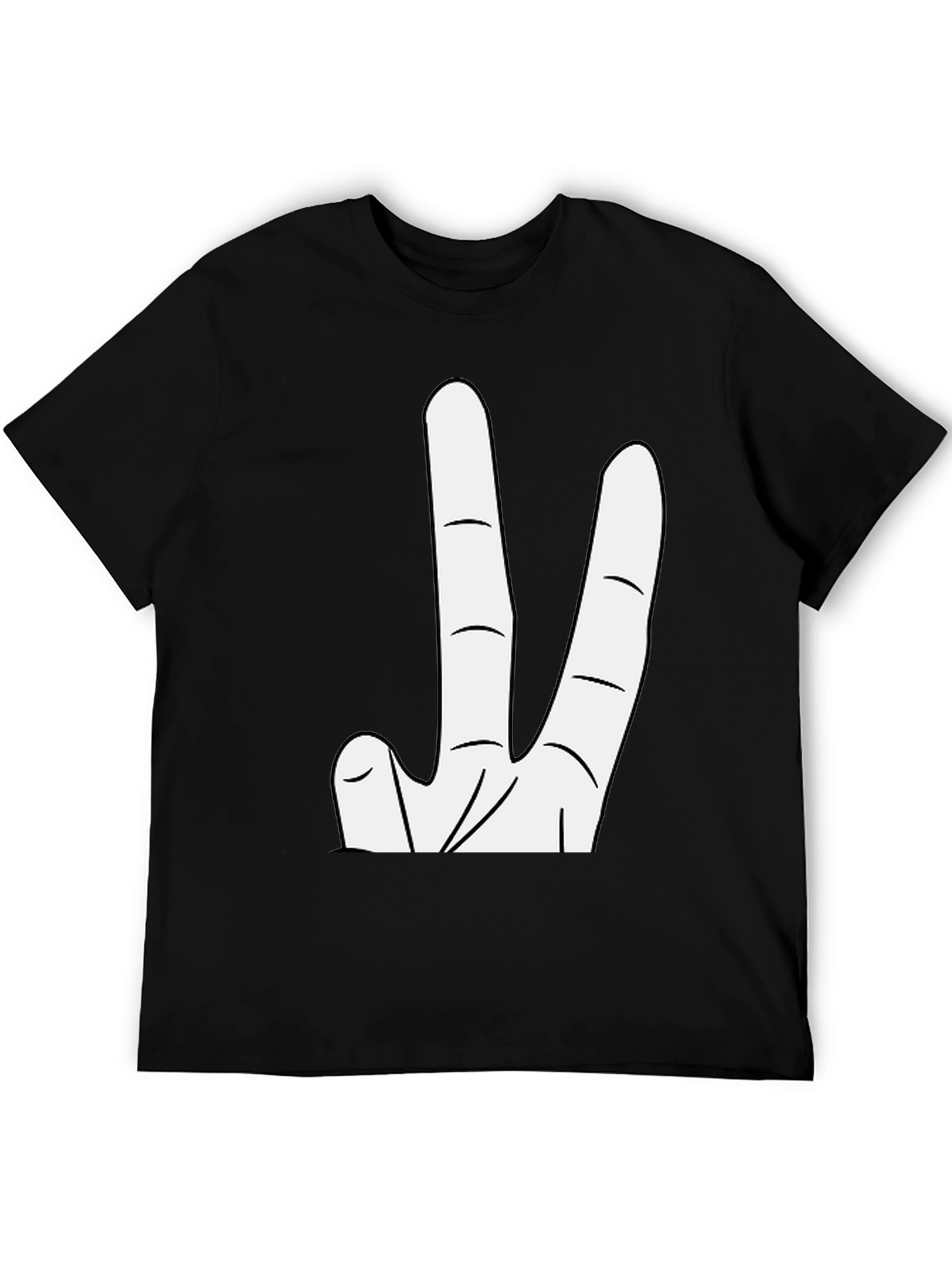 Black Novelty Three Finger Graphic Tee - Black view 5