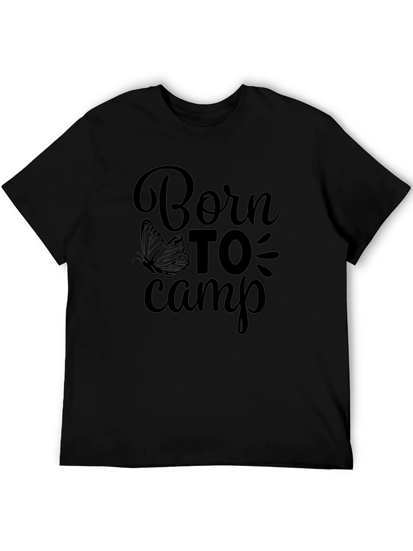 Black Born To Camp Graphic Tee - Black Cotton T-Shirt view 5