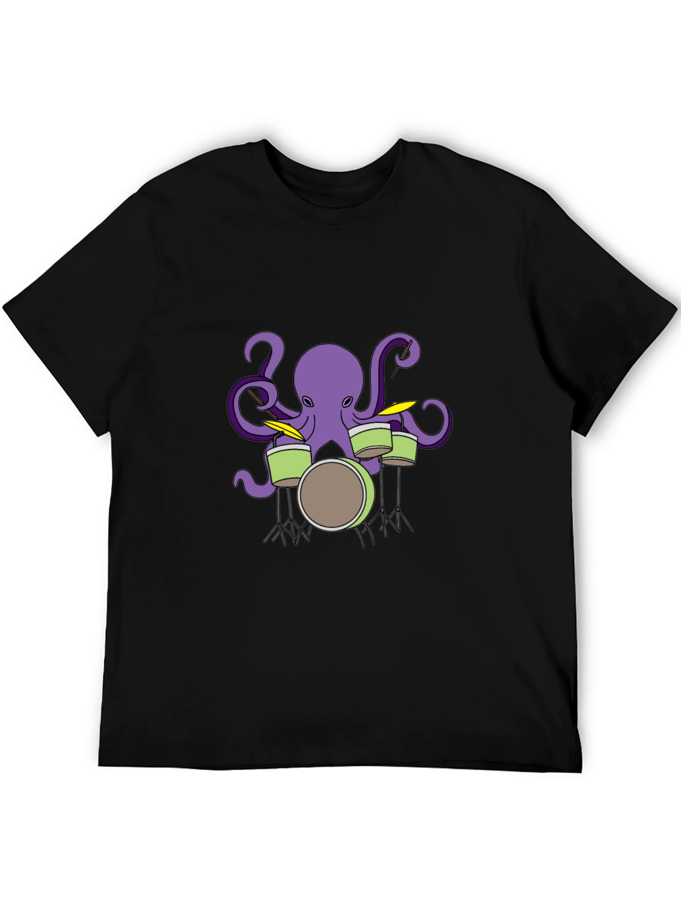 Black Octopus Drummer Graphic T-Shirt - Black view 5