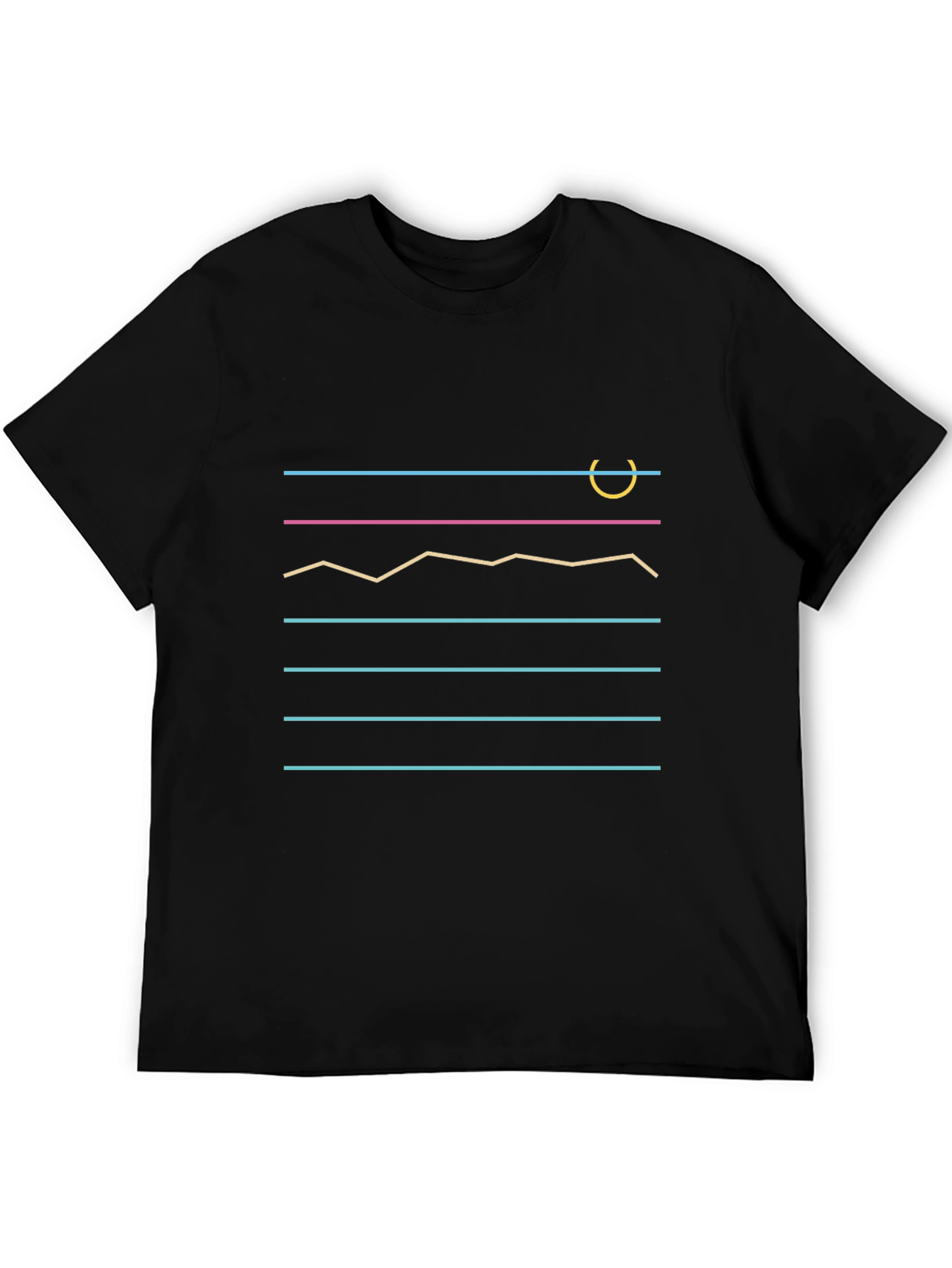 Black Retro Lines Graphic Tee - Stylish Black T-Shirt view 5