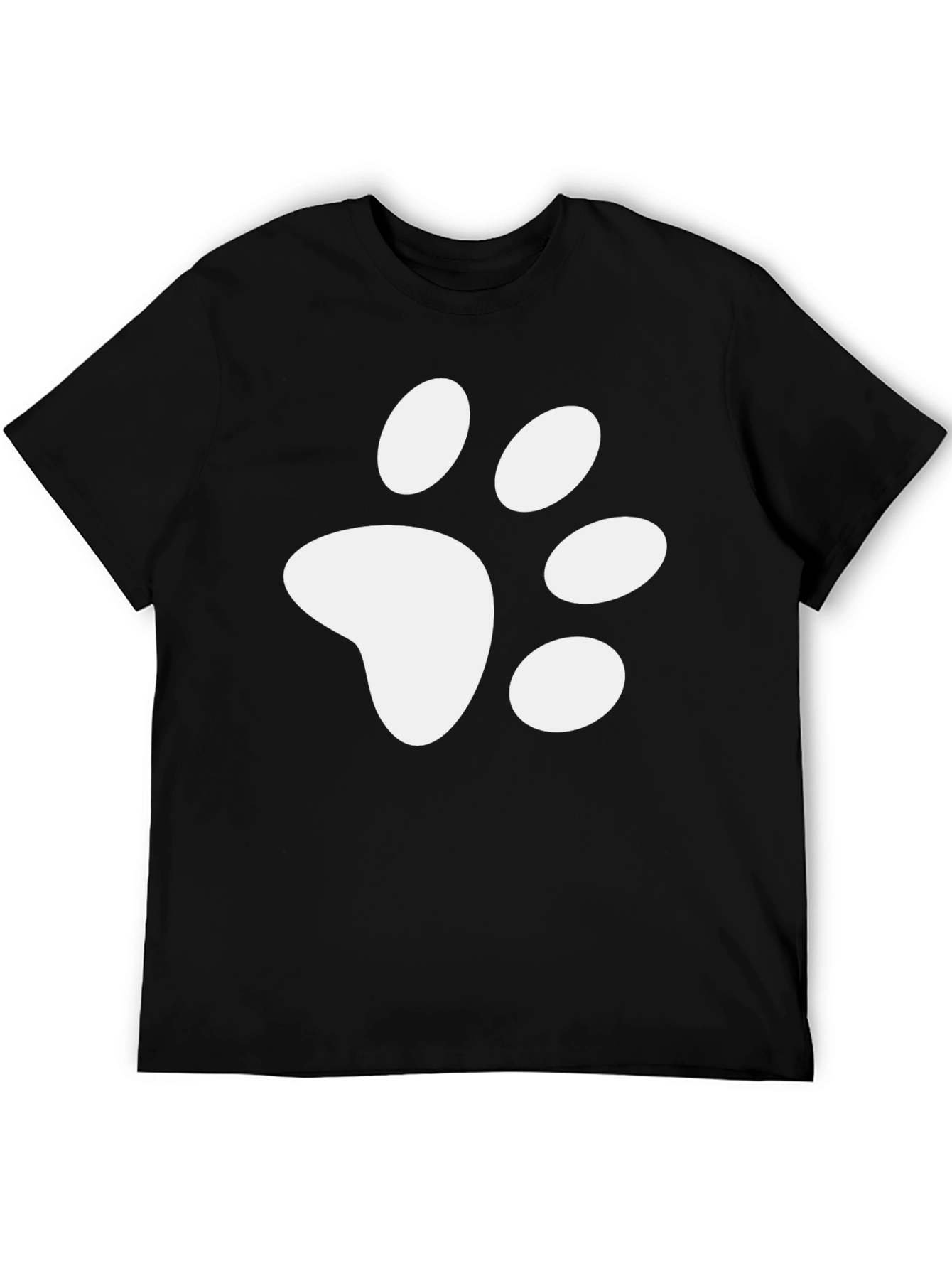 Black Paw Print Graphic Tee - Casual Black T-Shirt view 5