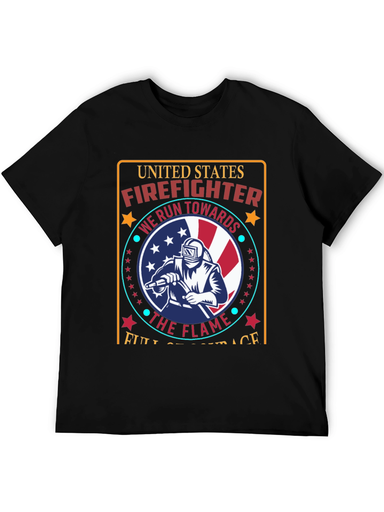 Black United States Firefighter Graphic Tee view 5
