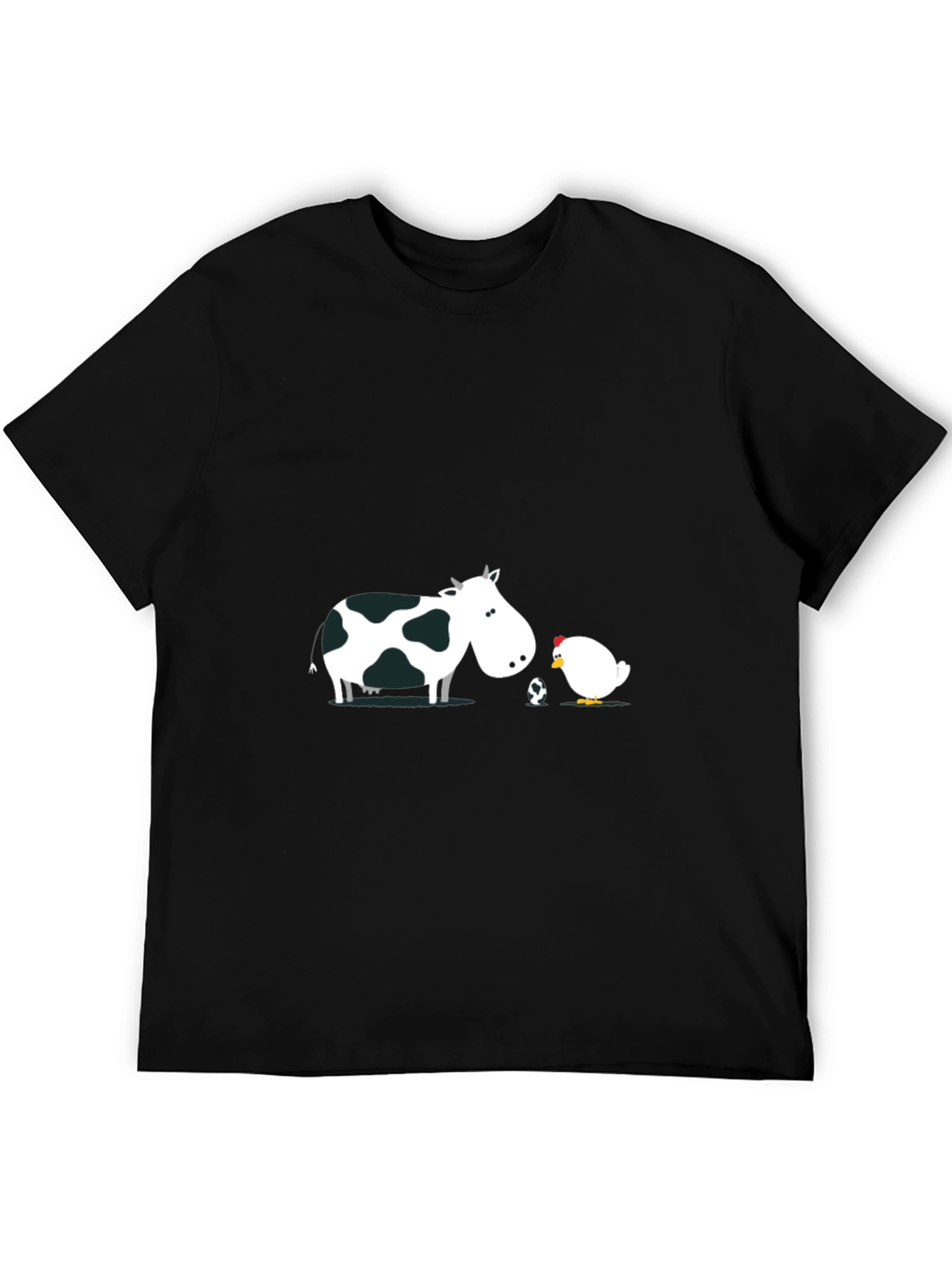 Black Cow and Chicken T-Shirt - Funny Cartoon Design view 5