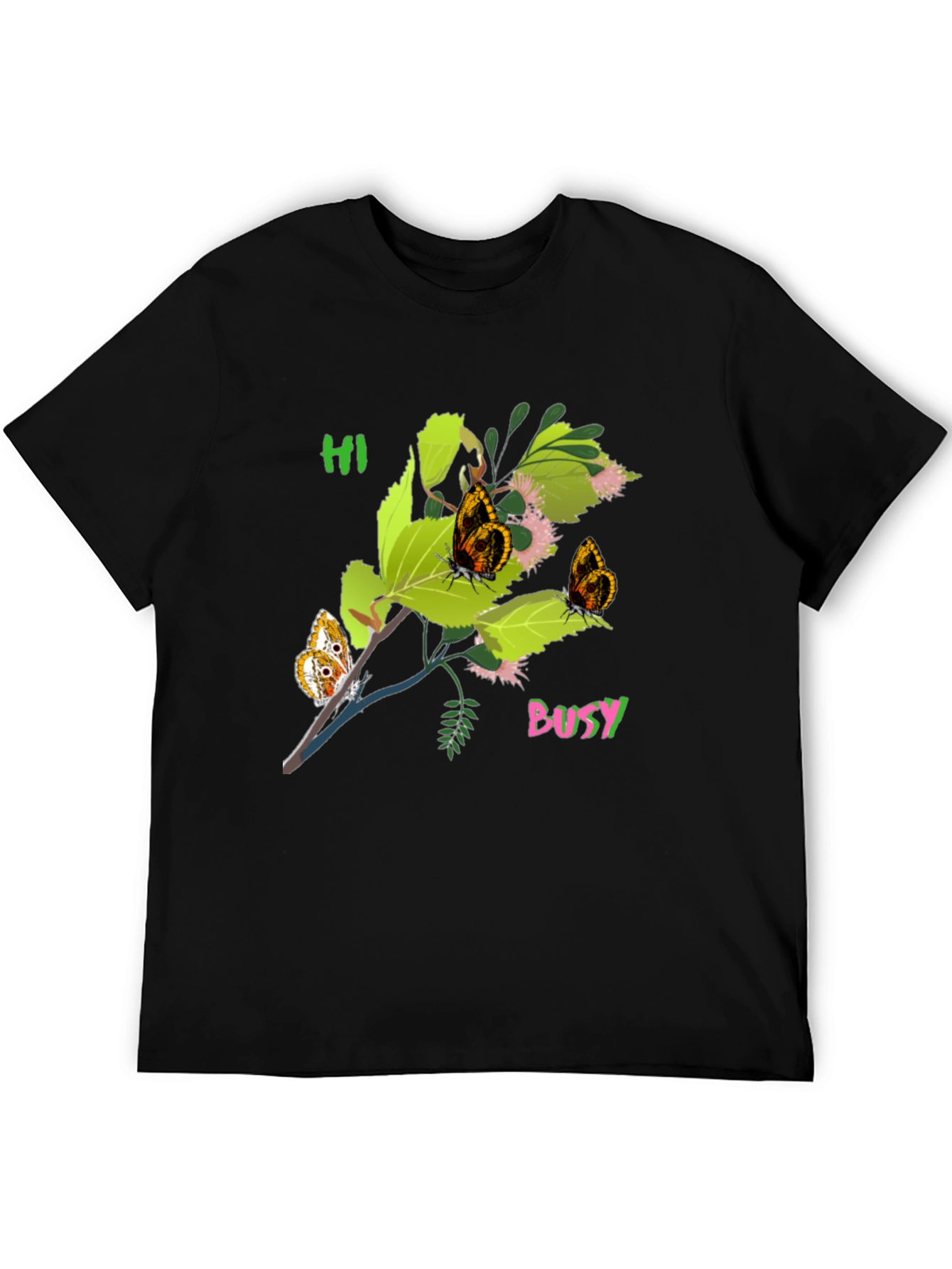 Black Black T-Shirt with Butterfly Bush Graphic view 5