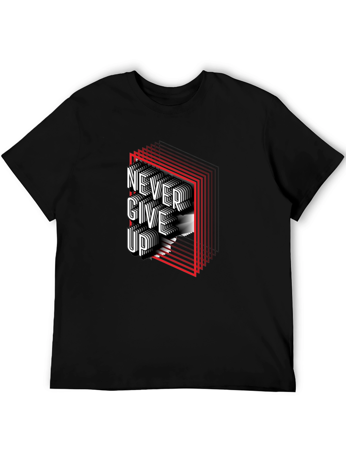 Never Give Up Graphic Print T-Shirt - 5