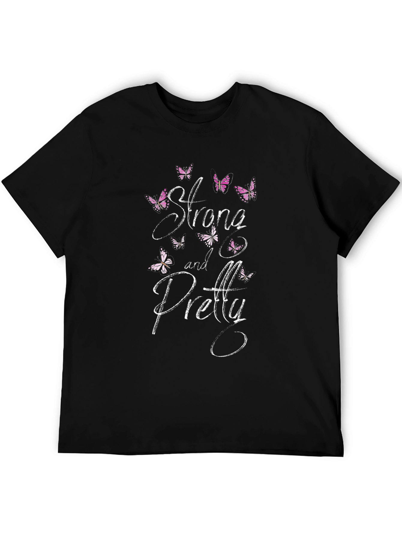 Black Strong and Pretty Butterfly T-Shirt - Black view 5