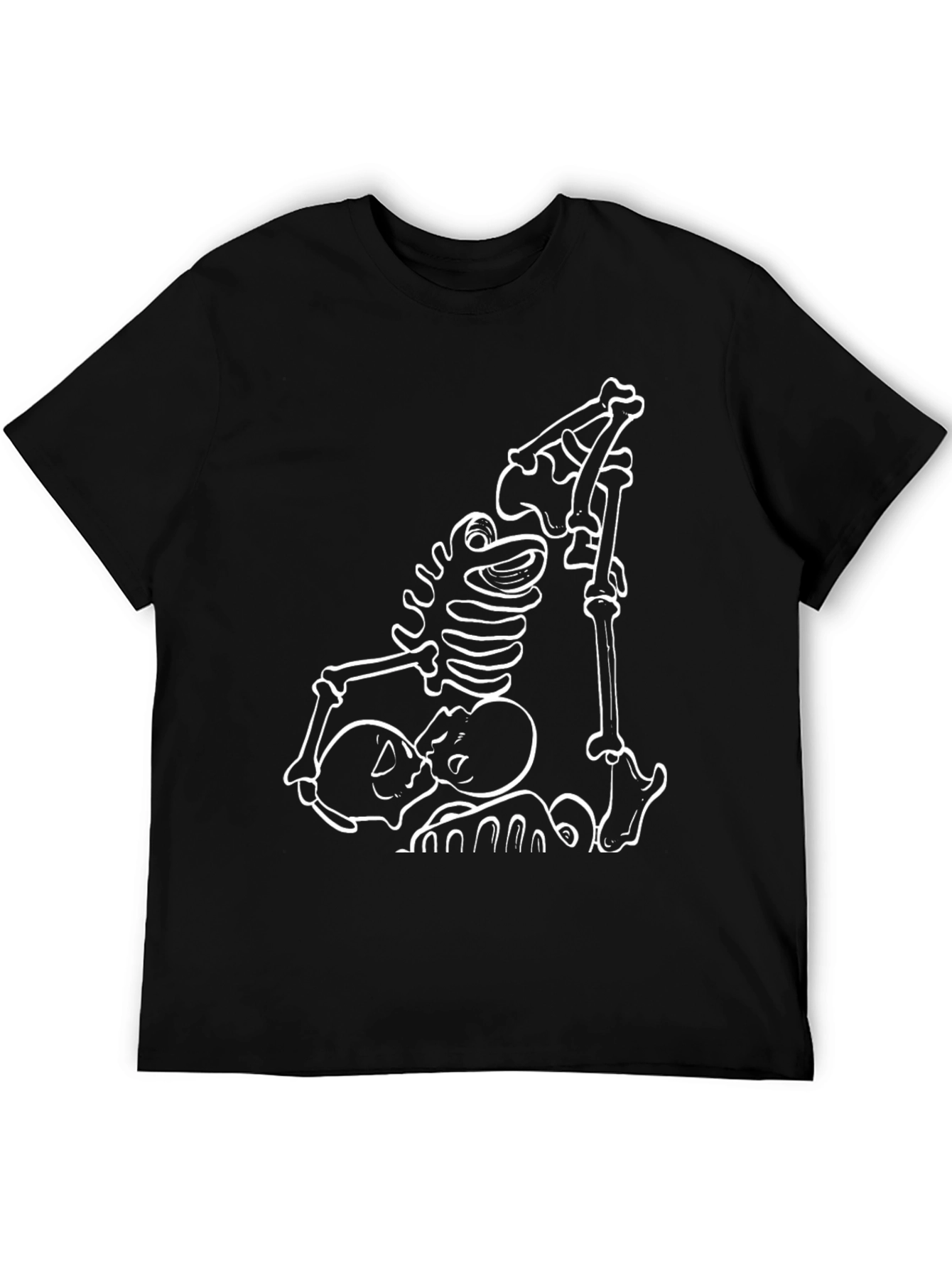 Black Skeleton Kissing T-Shirt - Black Cotton Graphic Tee view 5