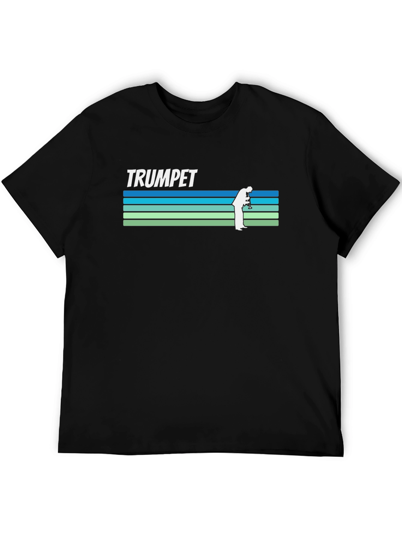 Black Retro Trumpet Player T-Shirt view 5