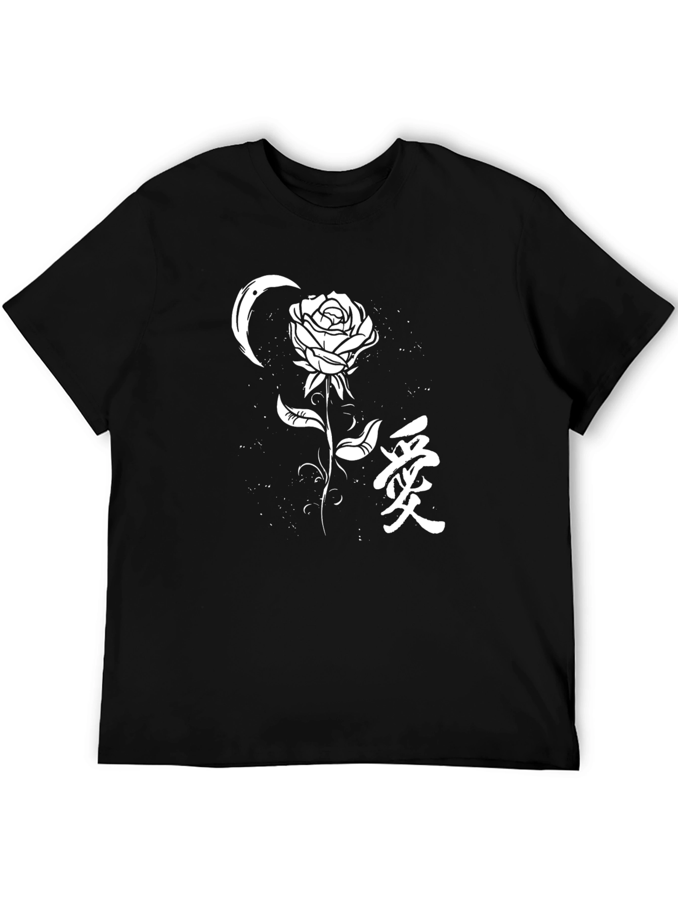 Black Rose & Crescent Moon Graphic Tee - Black view 5