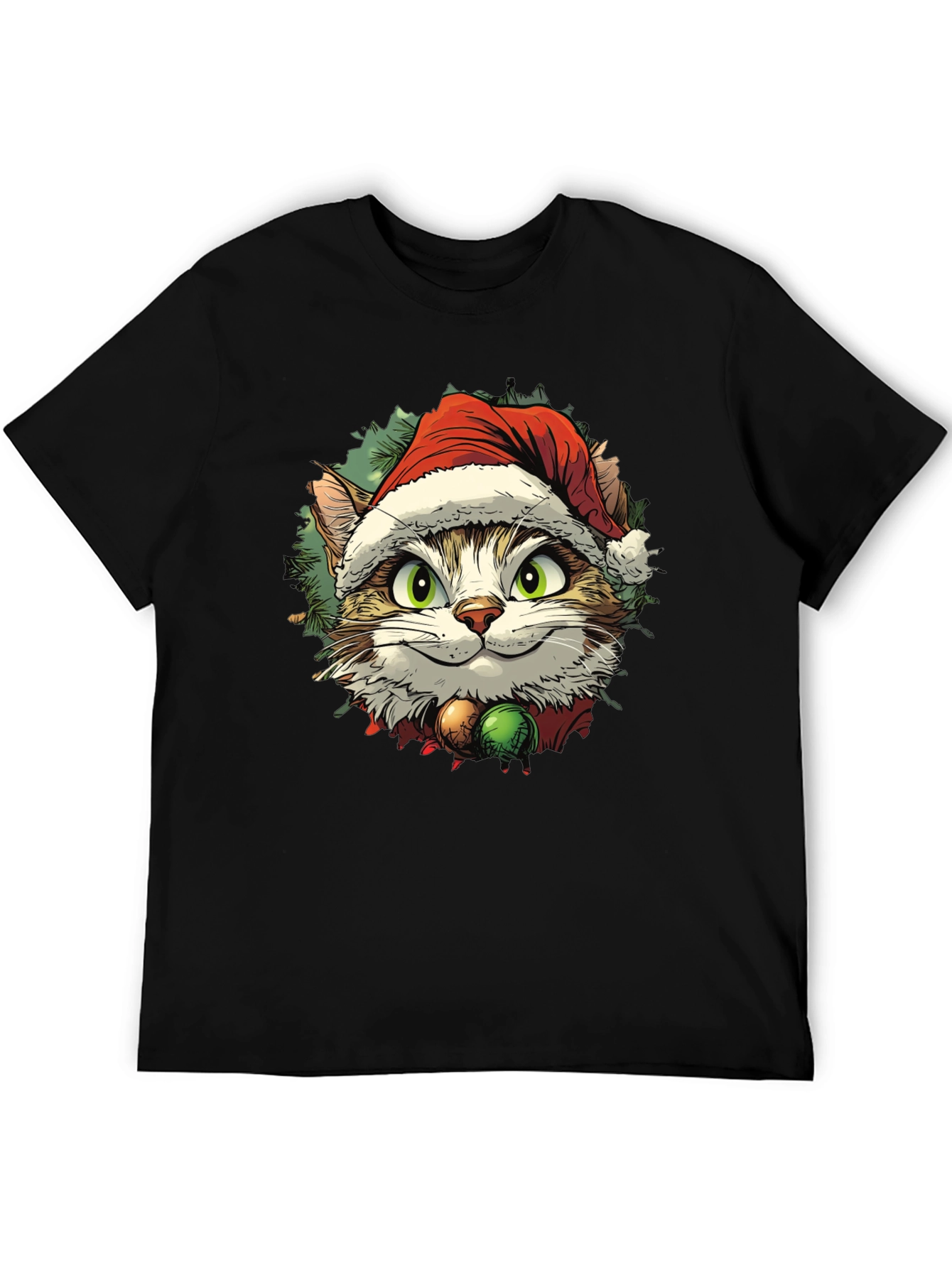 Black Festive Cat T-Shirt - Holiday Cheer view 5