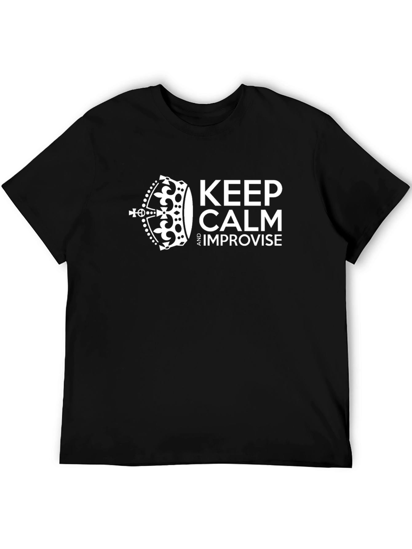 Black Keep Calm Improvise Black Graphic Tee view 5