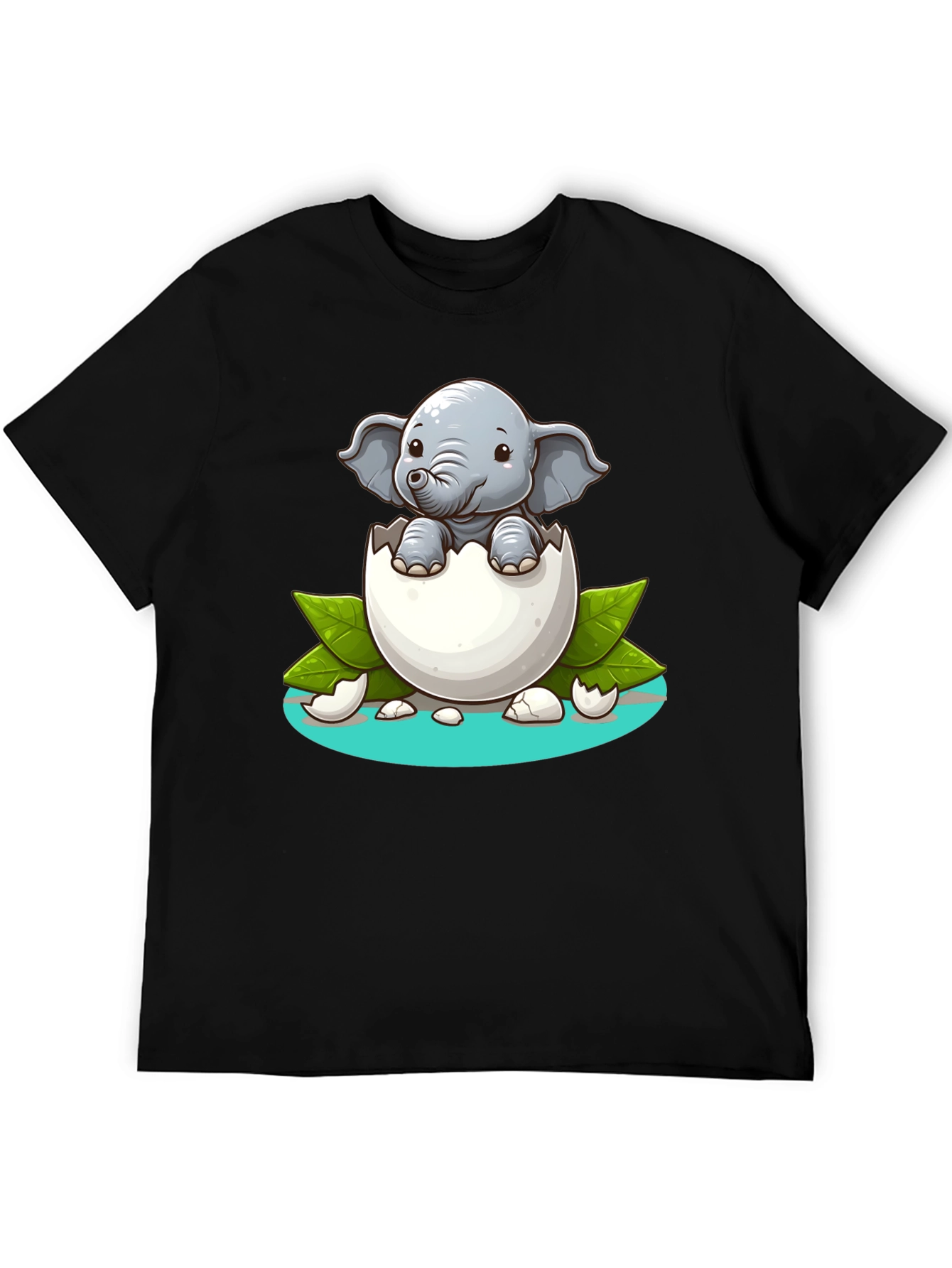 Black Cute Elephant Hatching T-Shirt - Unisex Graphic Tee view 5