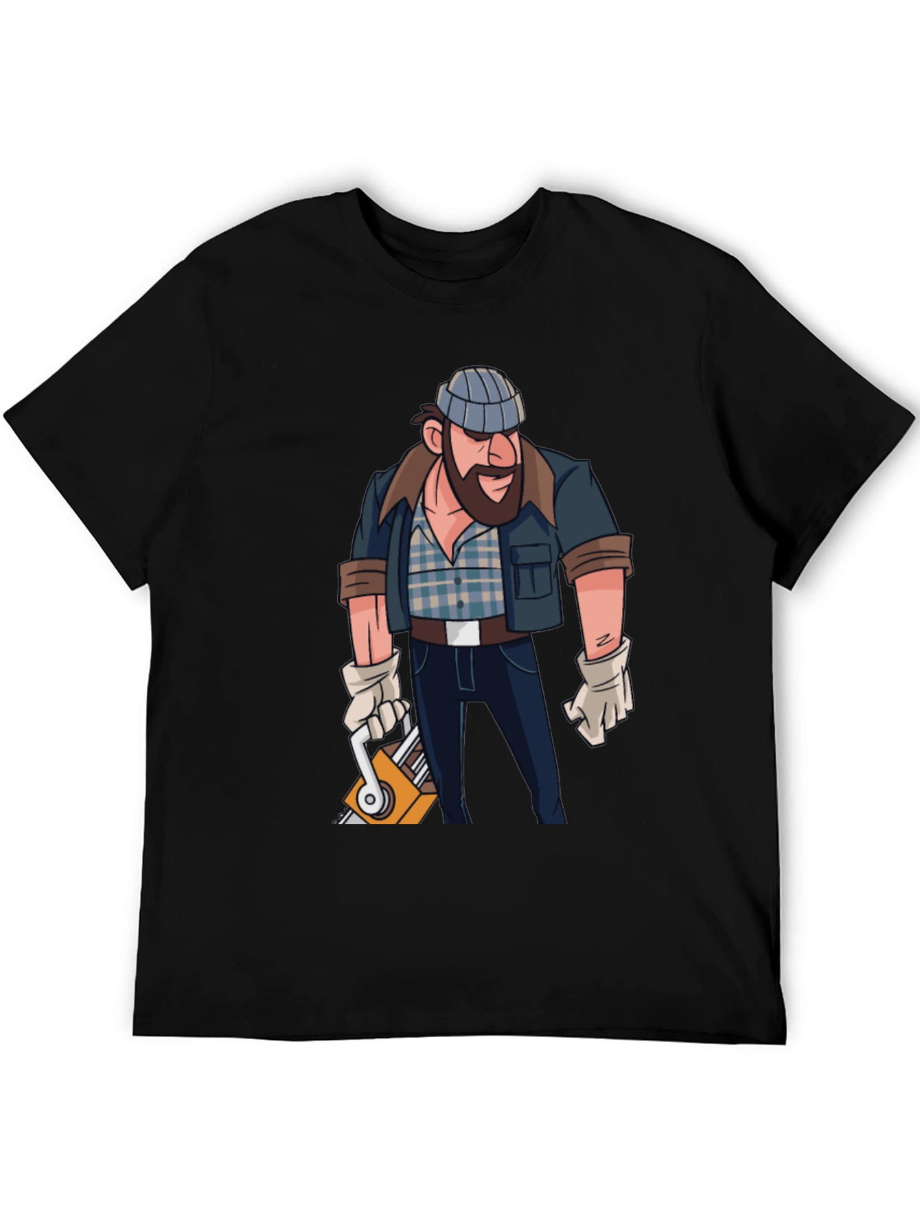 Black Lumberjack Cartoon Graphic T-Shirt view 5