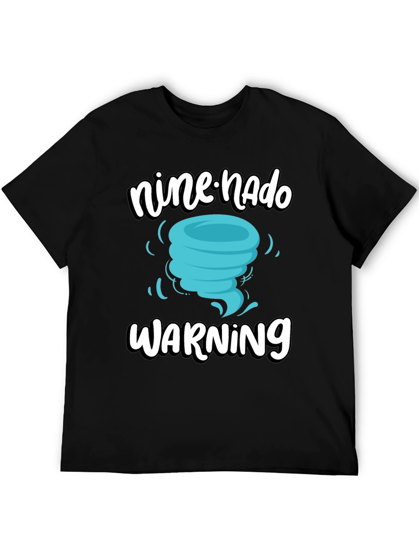 Black Nine-nado Warning T-Shirt: Fun Birthday Tornado Tee view 5