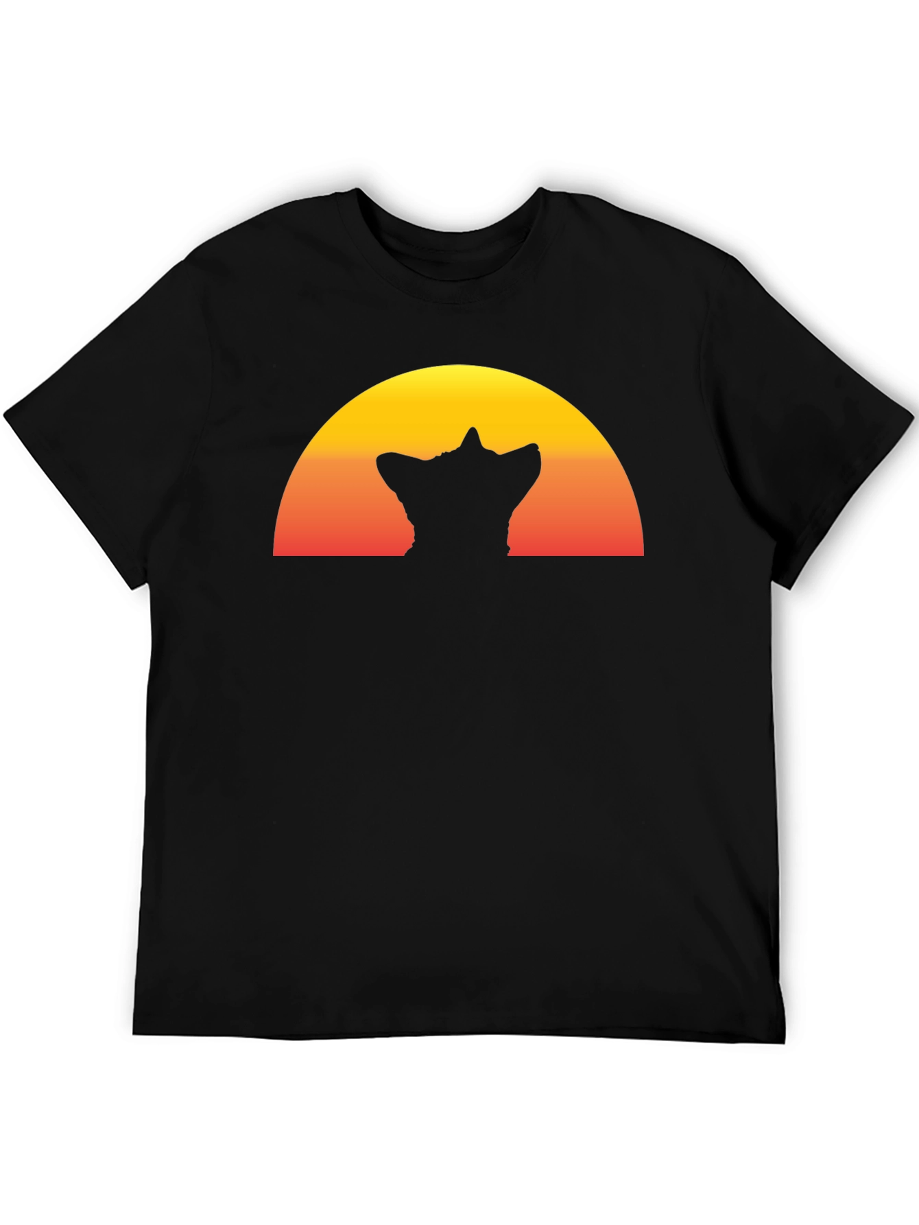 Black Sunset Silhouette Cat T-Shirt - Black view 5