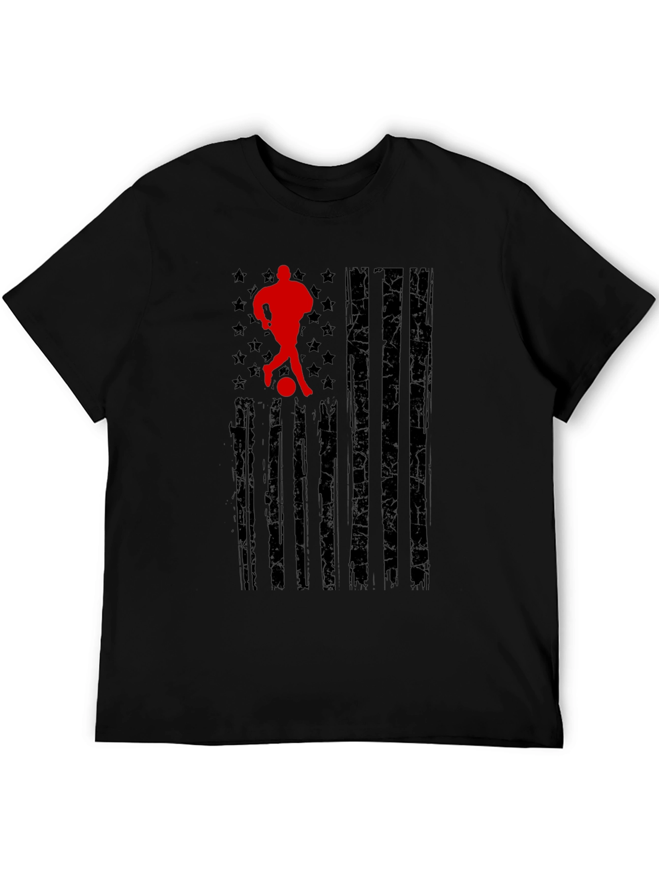 Black Soccer American Flag T-Shirt view 5
