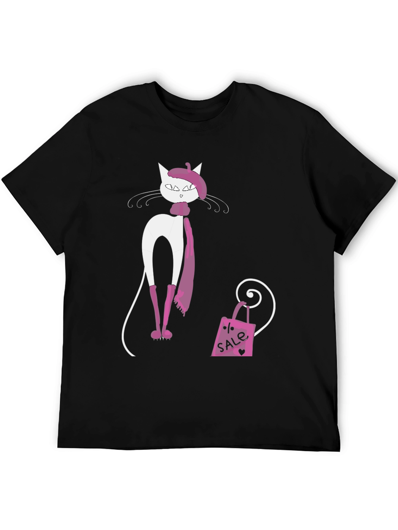 Black Stylish Cat T-Shirt view 5