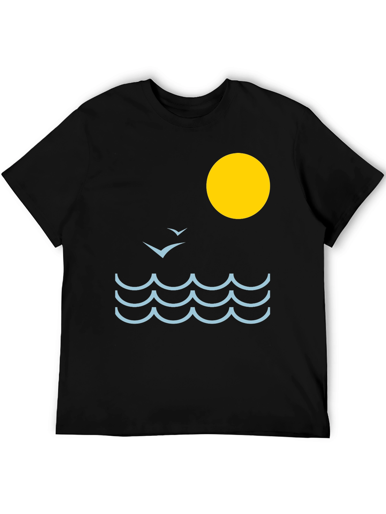 Black Ocean Wave Graphic Tee - Black Cotton Comfort view 5