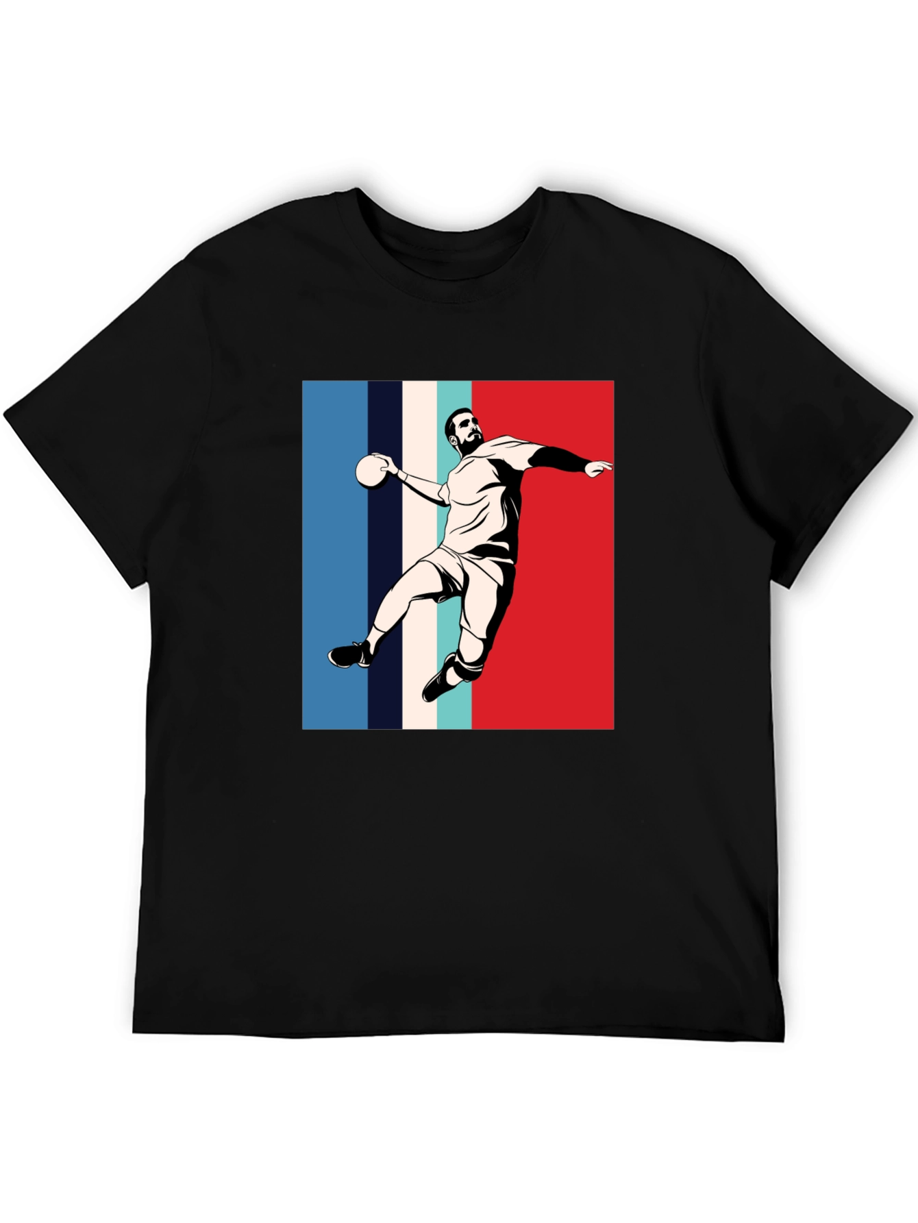 Black Handball Player Graphic T-Shirt view 5