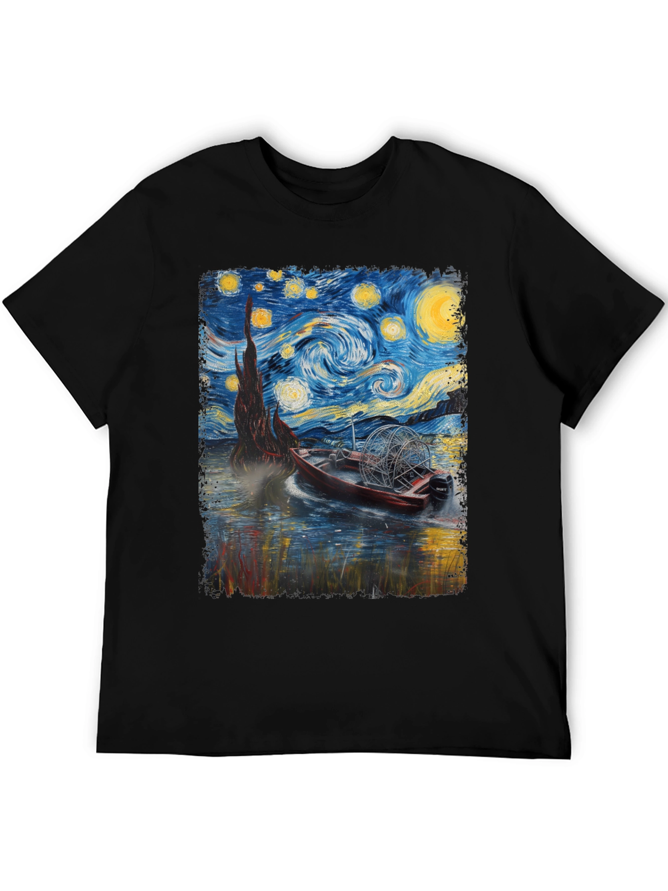 Black Starry Night Airboat T-Shirt view 5