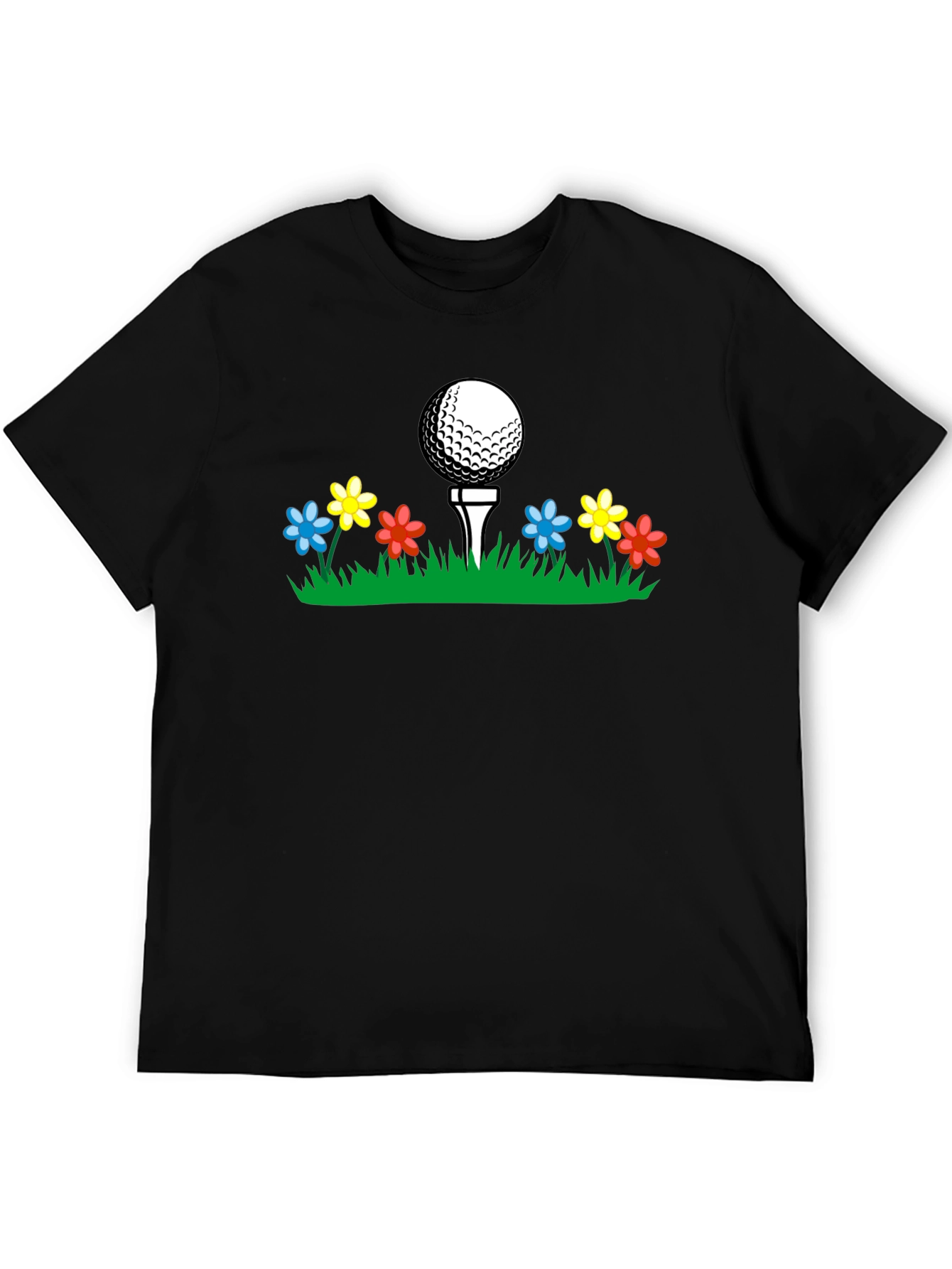 Black Golf Ball Tee Flower T-Shirt view 5