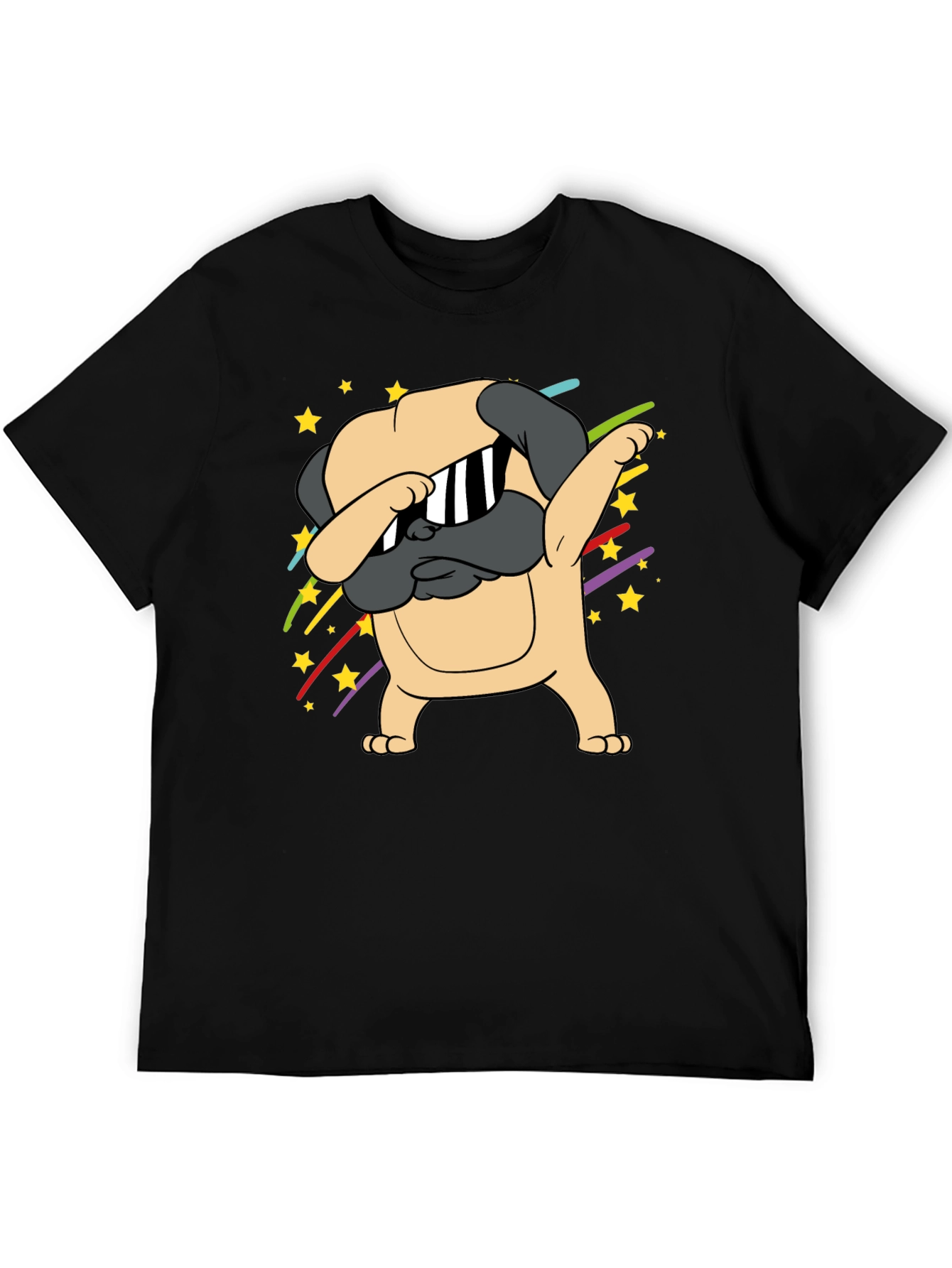 Black Dabbing Pug Graphic Tee - Trendy Dog Lover Shirt view 5