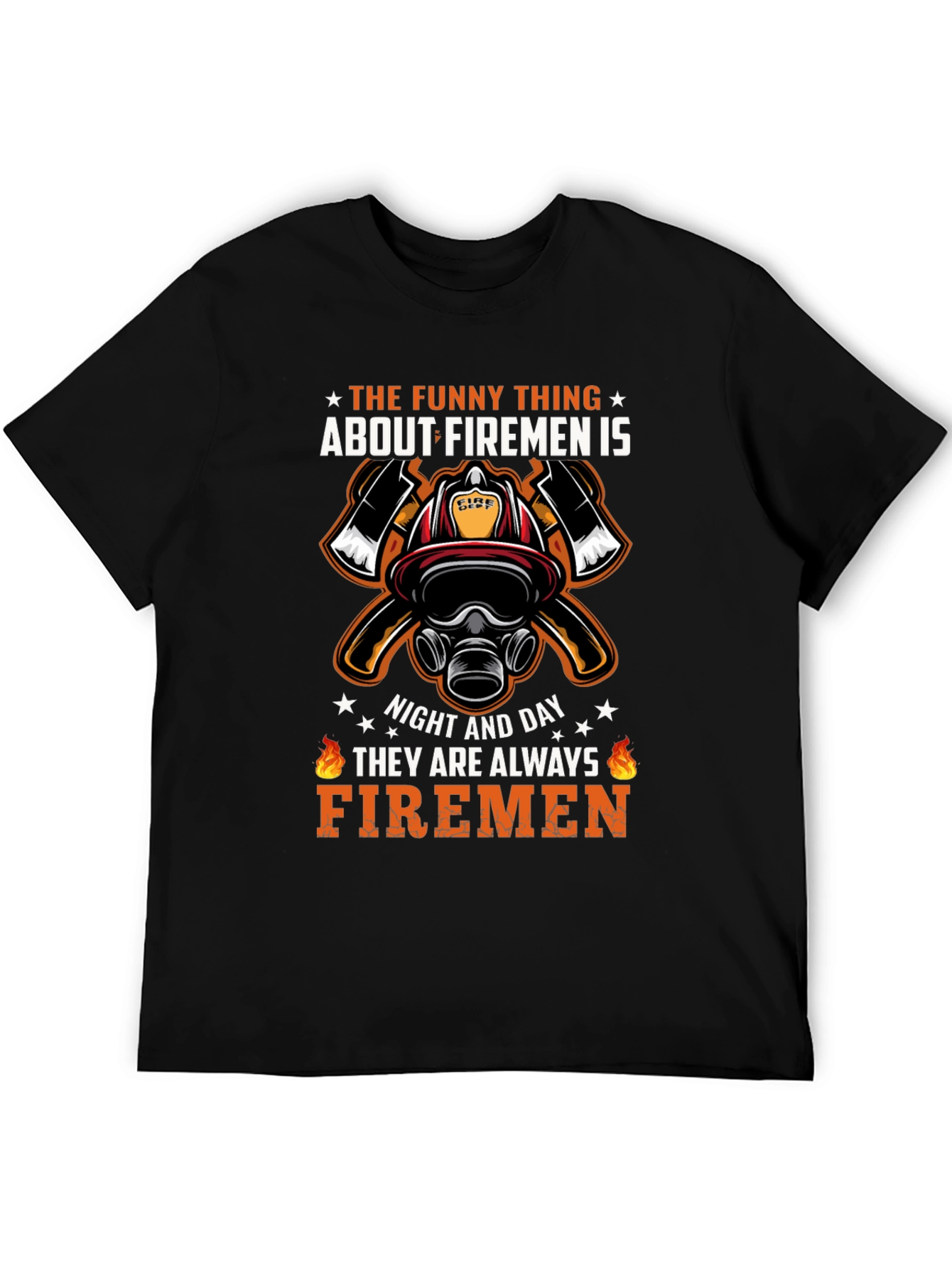 Black Firemen Graphic T-Shirt - Always Firemen Design view 5