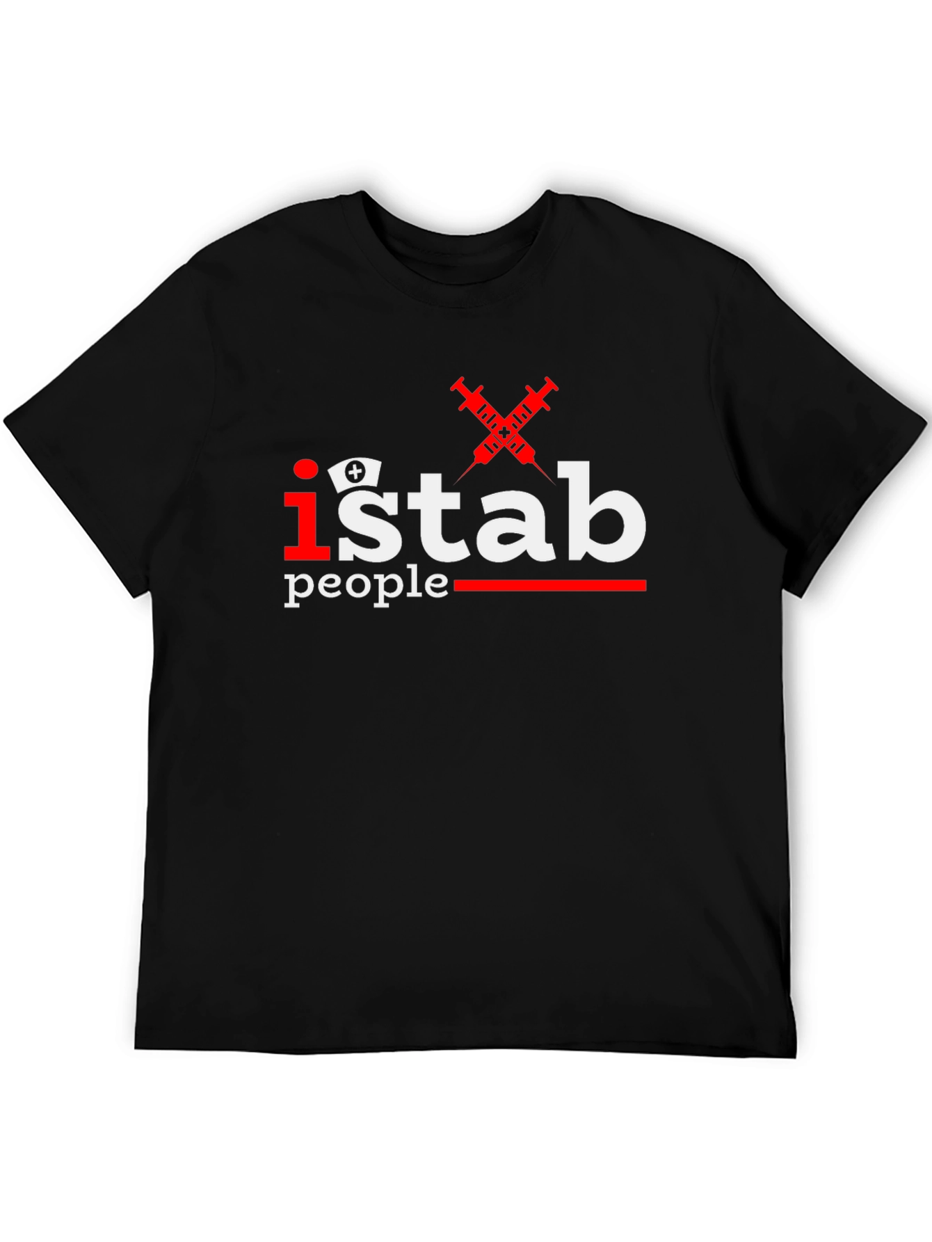 Black I Stab People Funny Nurse T-Shirt view 5